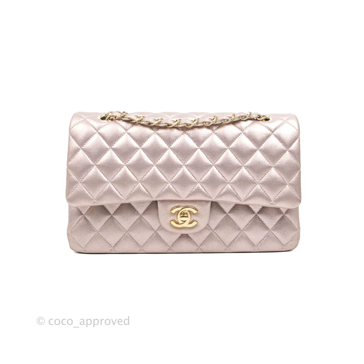 Chanel Classic M/L Medium Double Flap Rose Gold Pink Lambskin Gold