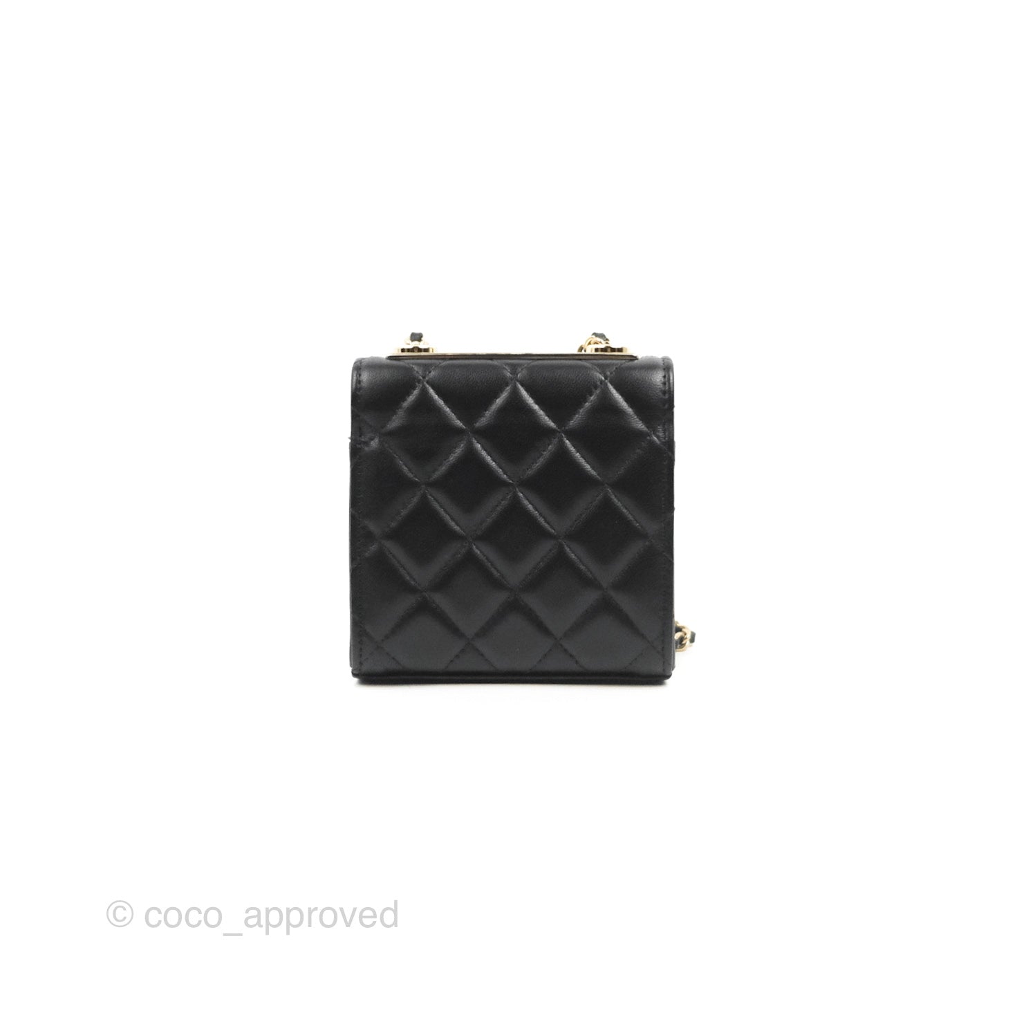 Chanel Small Quilted Trendy CC Clutch With Chain Black Lambskin Gold H –  Coco Approved Studio