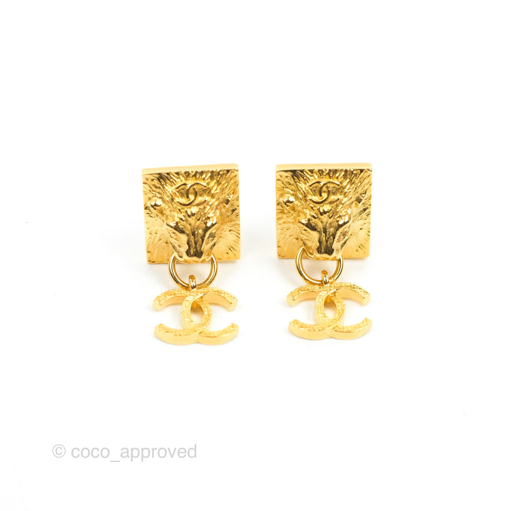 Chanel Lion CC Drop Ear Clip Gold Tone 22A – Coco Approved Studio
