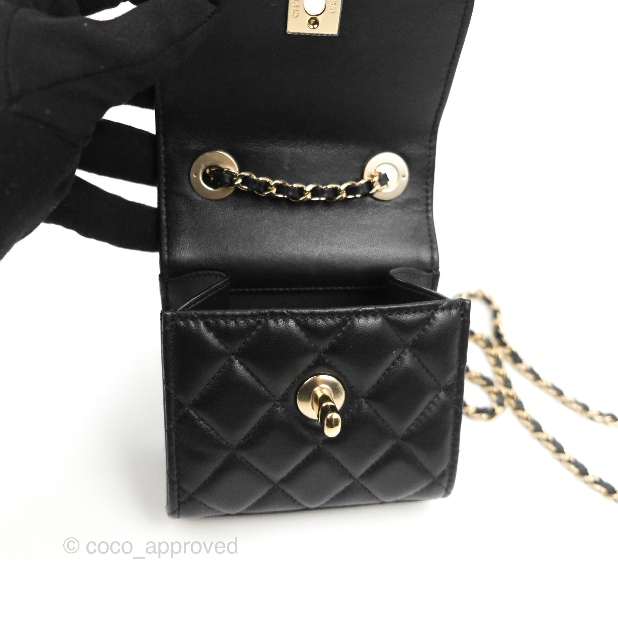 Chanel Mini Quilted Trendy CC Clutch With Chain Caramel Dark Beige