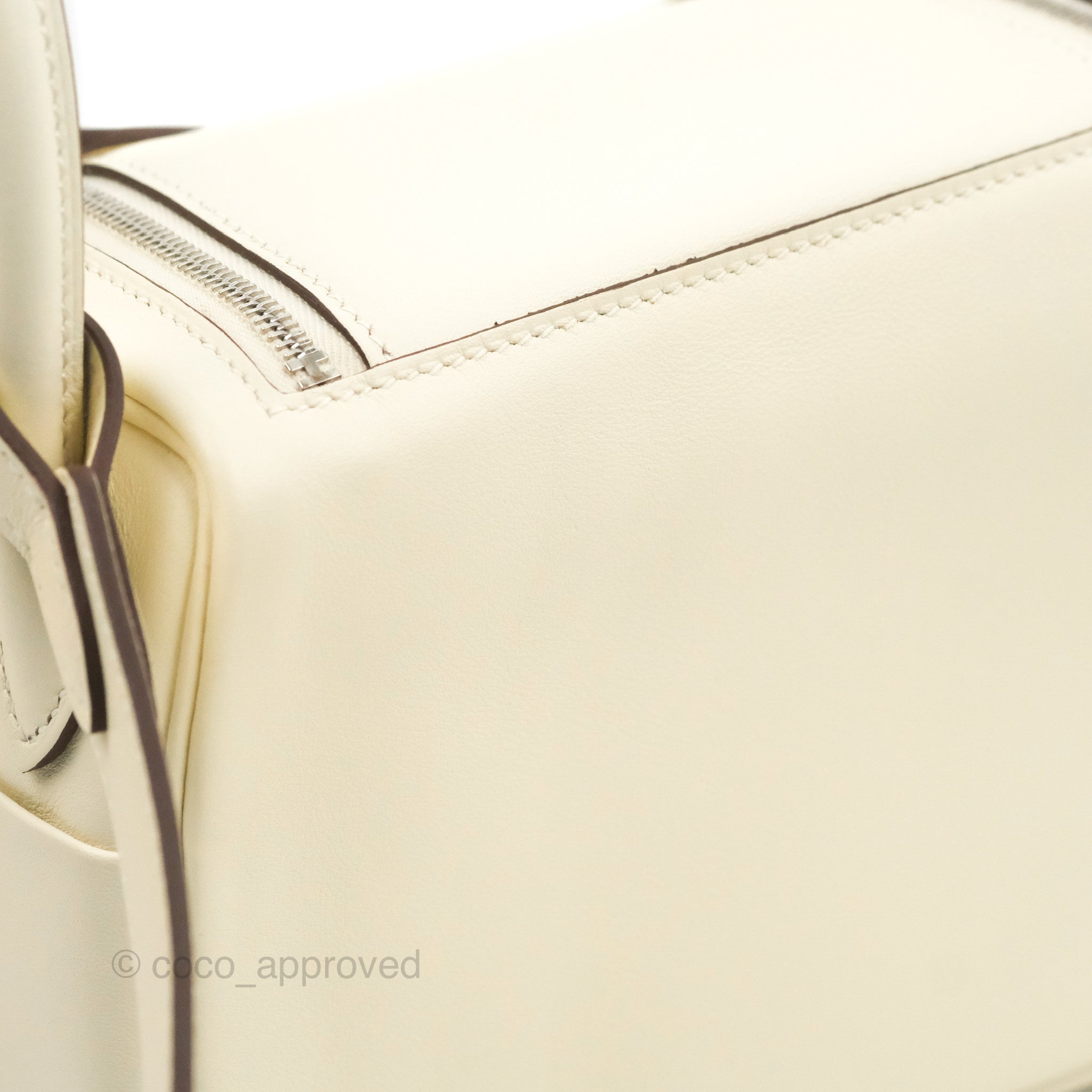Hermès Lindy Nata and Lime Swift Mini 20 Palladium Hardware, 2023 (Like New), White/Yellow Womens Handbag