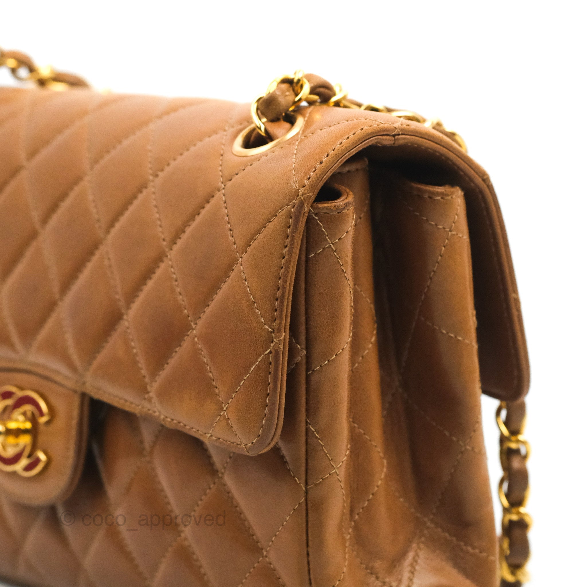 Chanel Vintage Double-sided Small Flap Brown Caramel Lambskin 24K