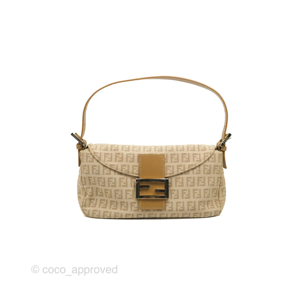 Fendi Vintage Baguette Shoulder Bag Beige Zucchino Canvas