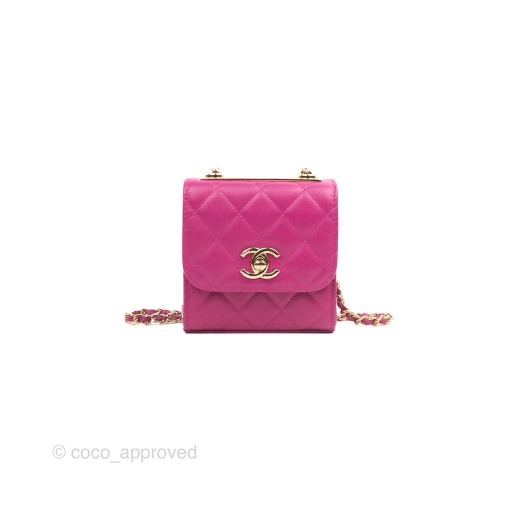 Chanel Mini Quilted Trendy CC Clutch With Chain Plum Lambskin Gold Hardware