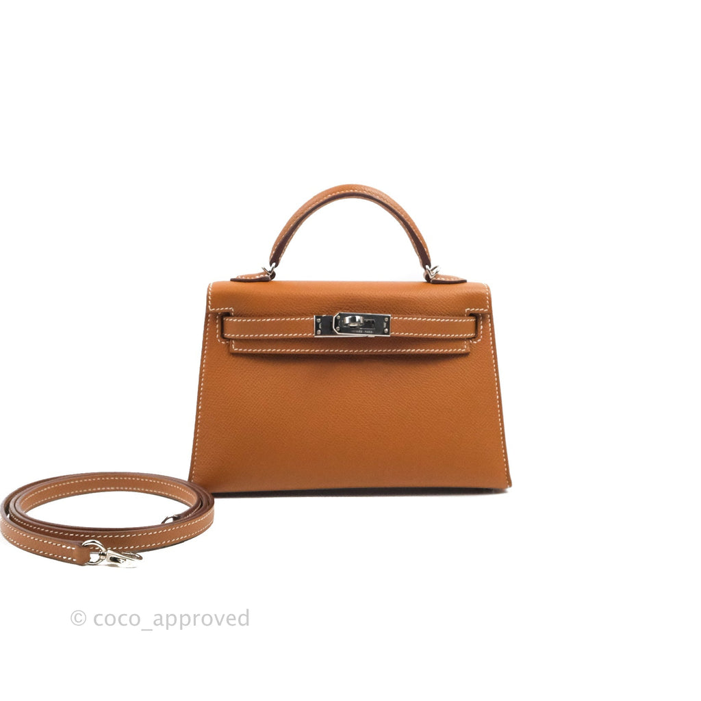 Hermès Mini Kelly II Sellier Gold Epsom Palladium Hardware