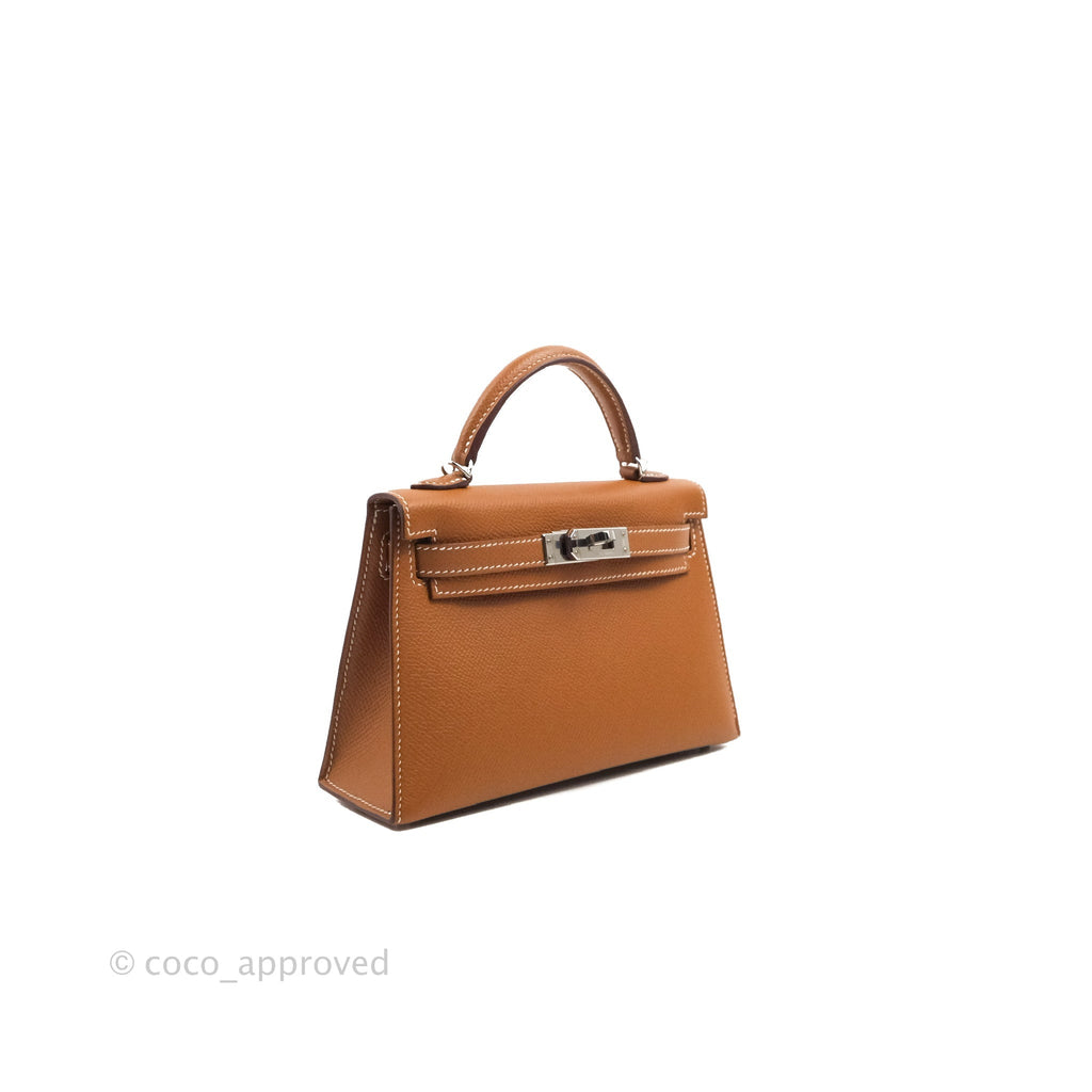 Hermès Mini Kelly II Sellier Gold Epsom Palladium Hardware