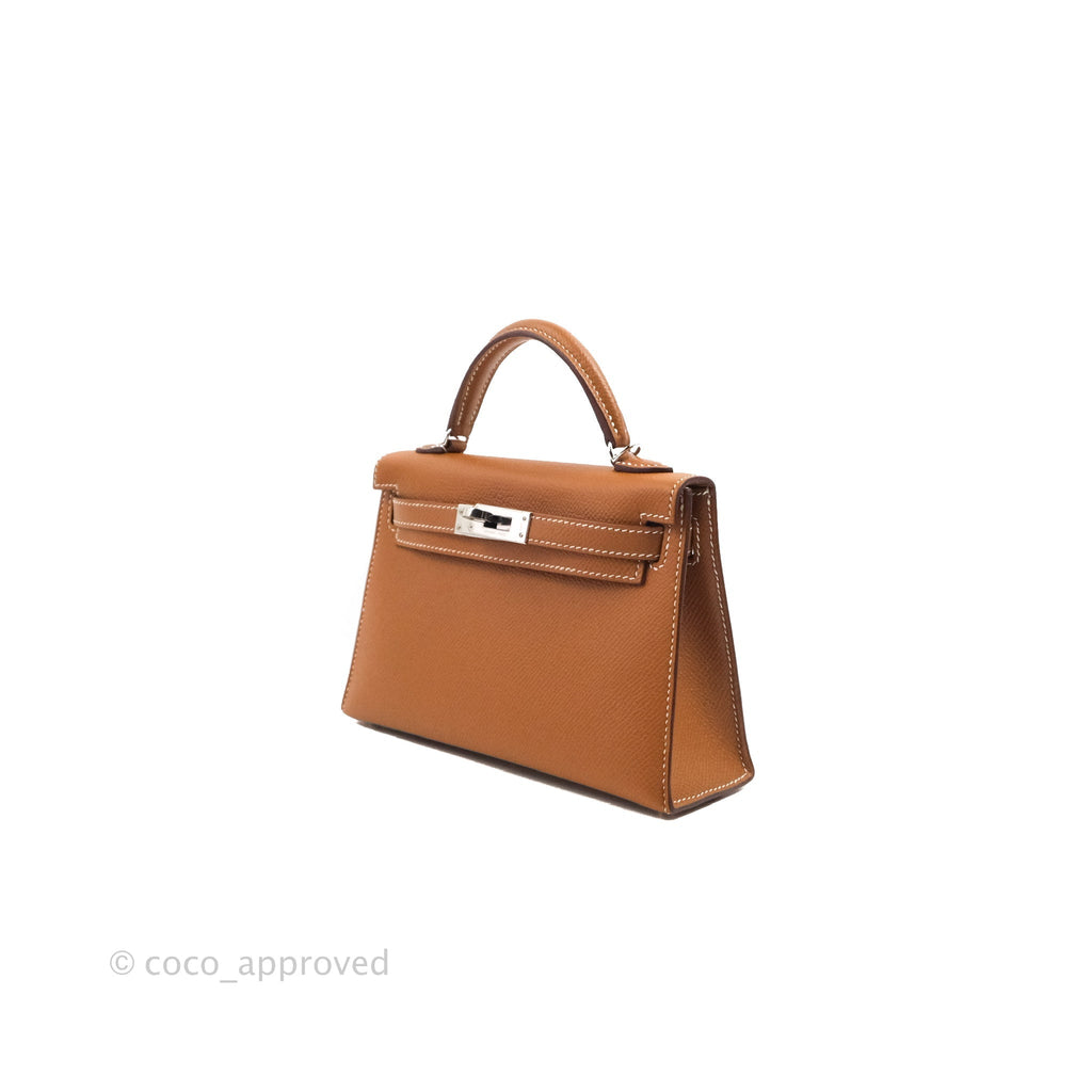 Hermès Mini Kelly II Sellier Gold Epsom Palladium Hardware