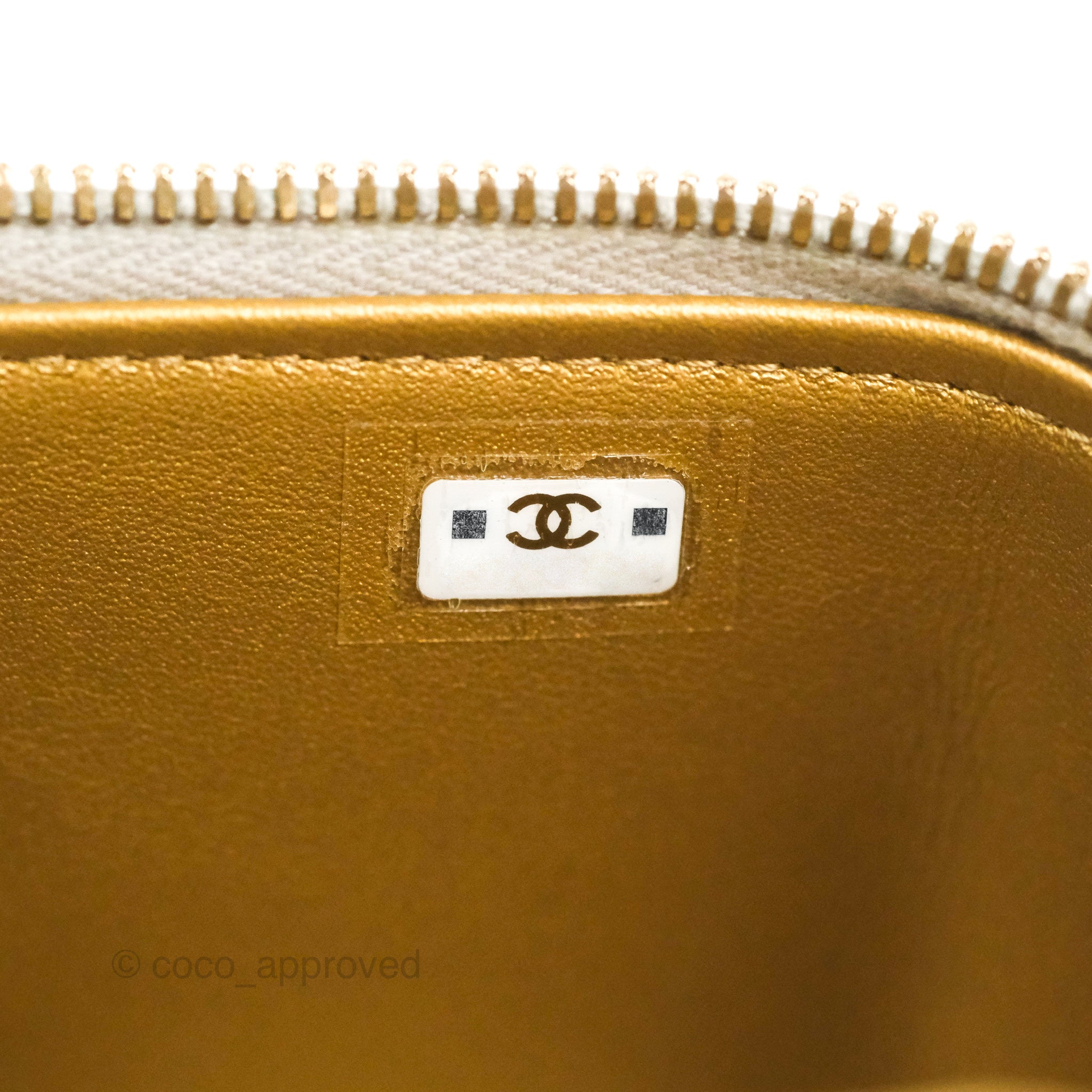 Chanel Mini Vanity Lambskin Bag With Pearl Chain Light Orange