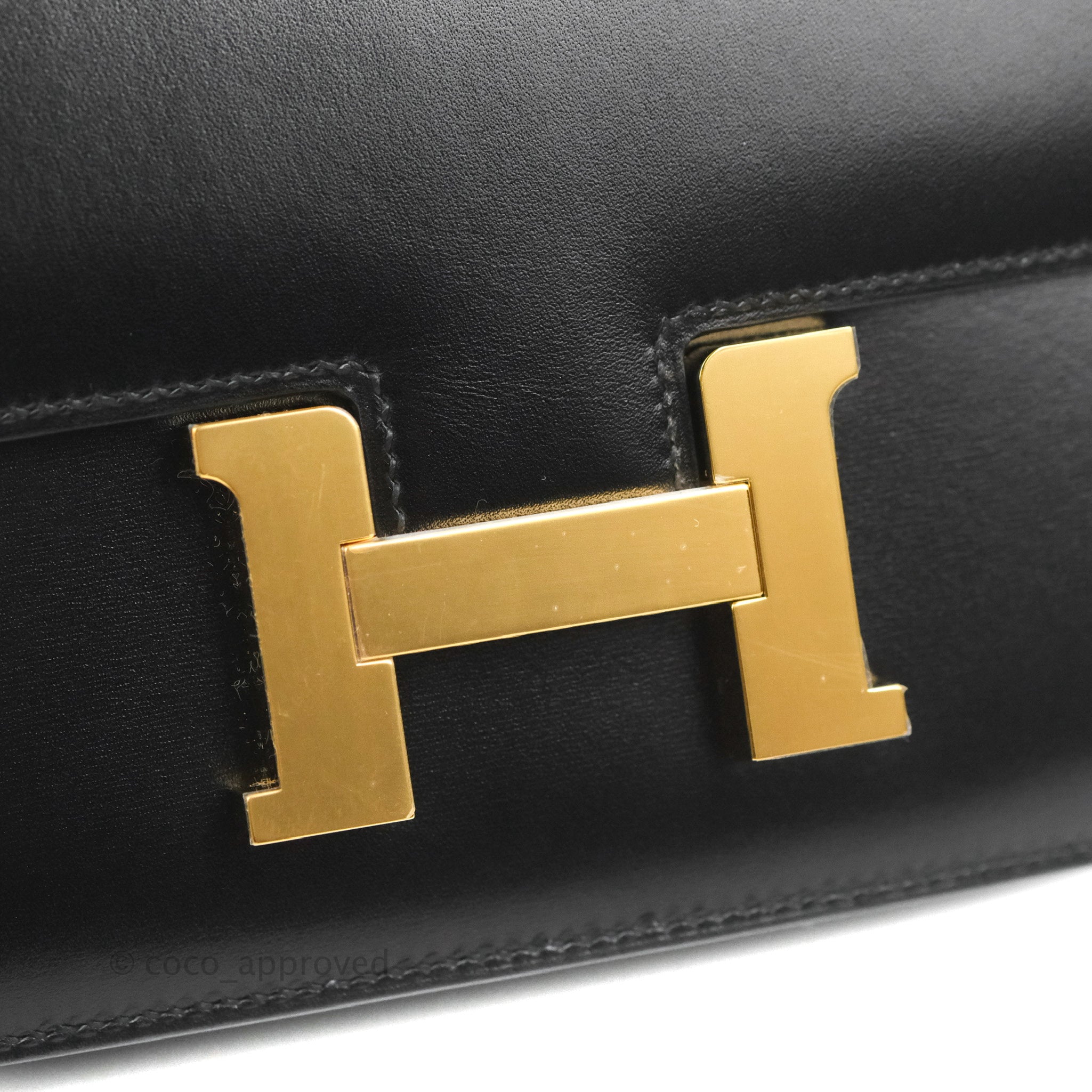 Hermès Black Box Calf Mini 18 cm Constance with Gold Hardware at 1stDibs