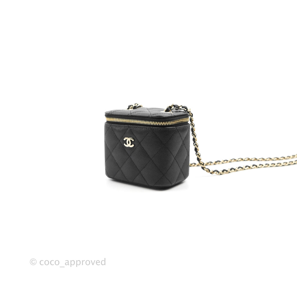 Chanel Mini Vanity With Chain Black Caviar Gold Hardware