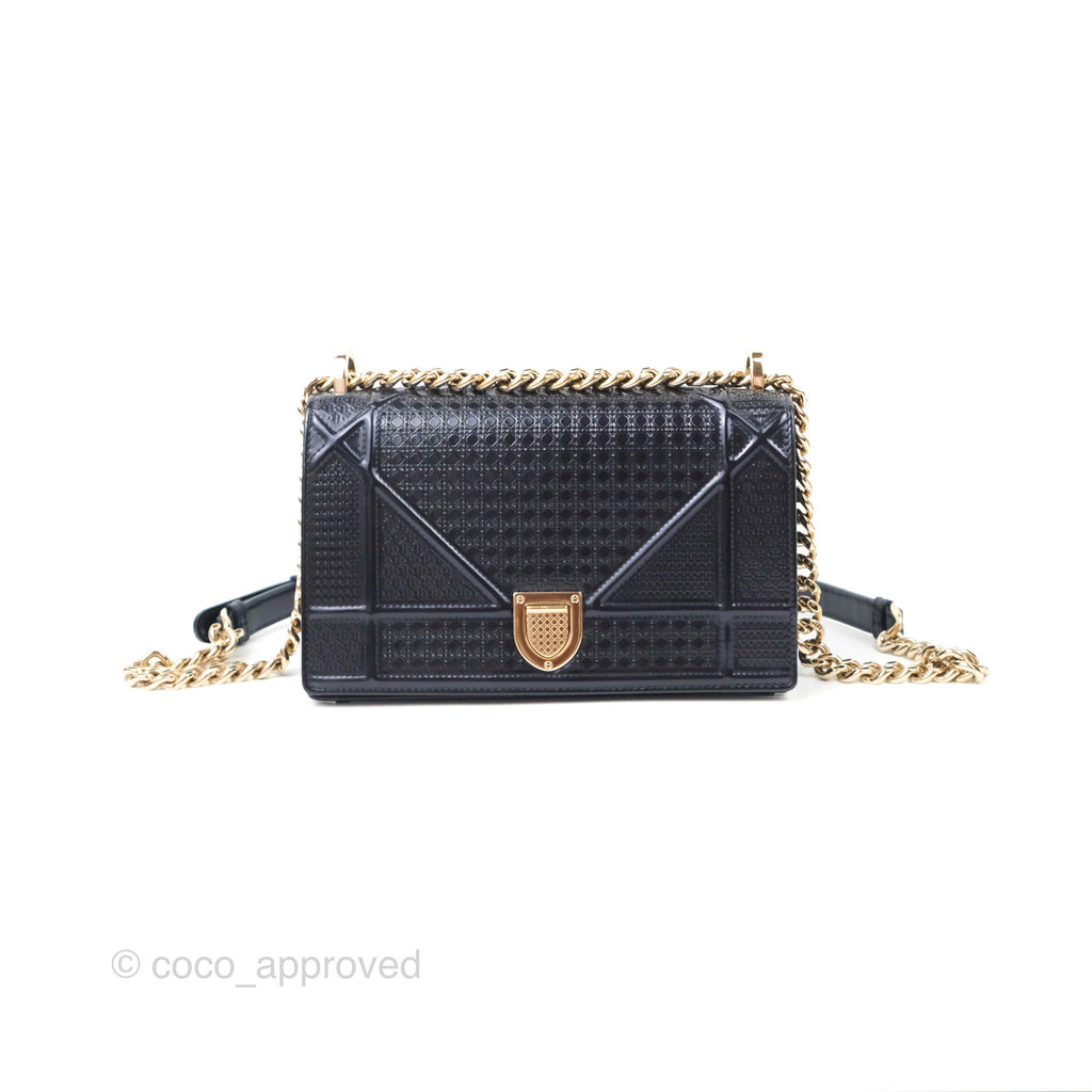 Christian Dior Small Diorama Flap Bag Dark Purple Patent Gold Hardware