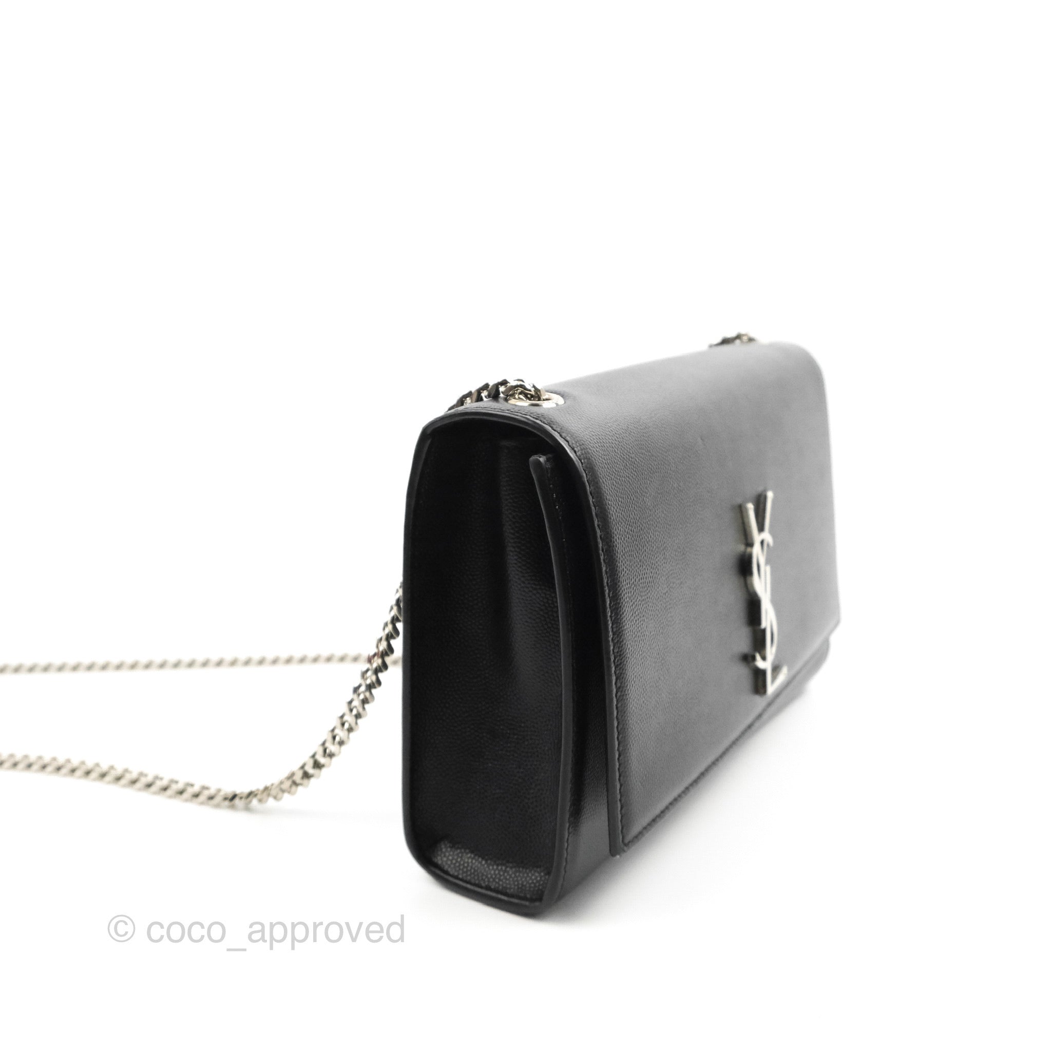 SAINT LAURENT Kate Small bag in black leather with silver logo