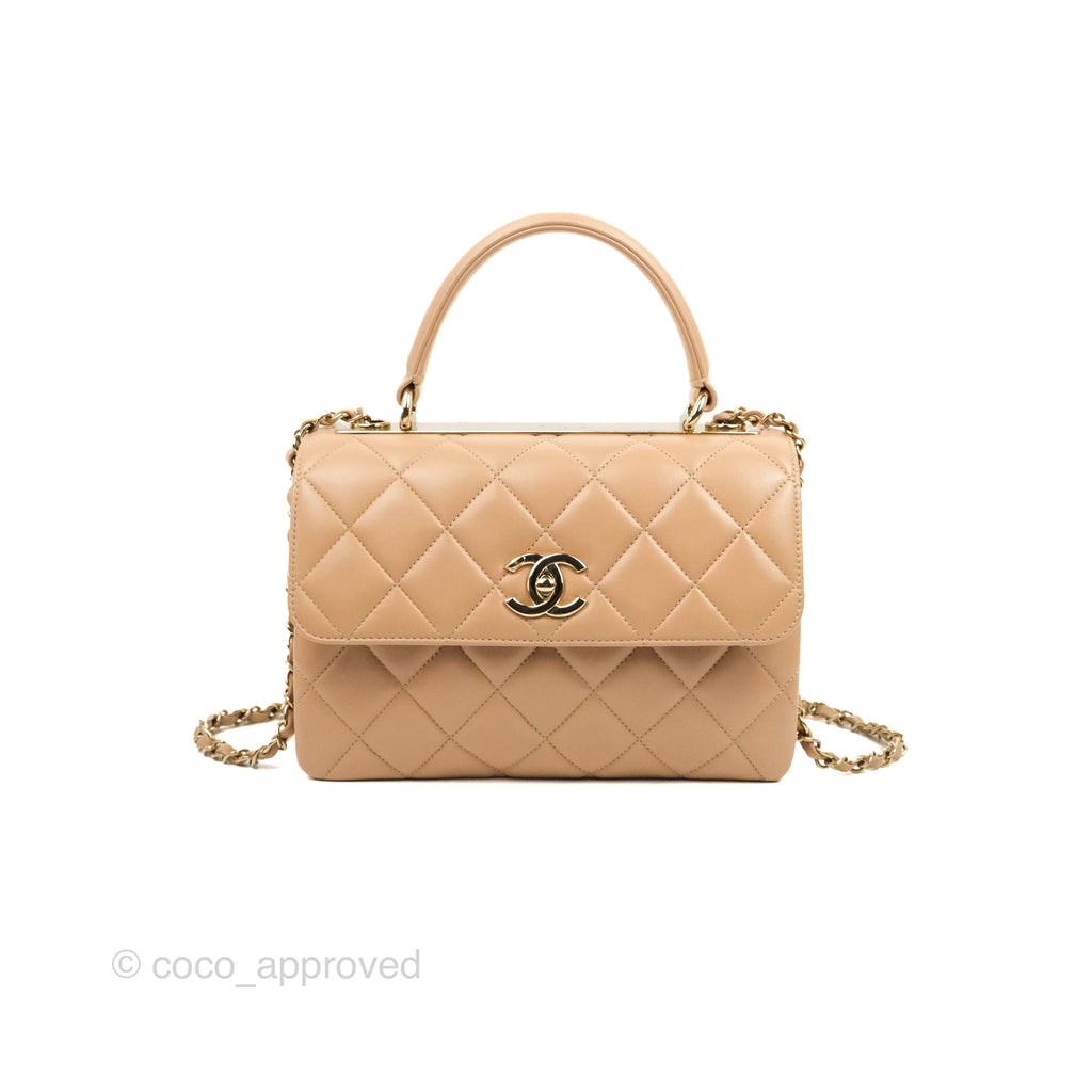 Chanel Small Trendy CC Beige Lambskin Gold Hardware