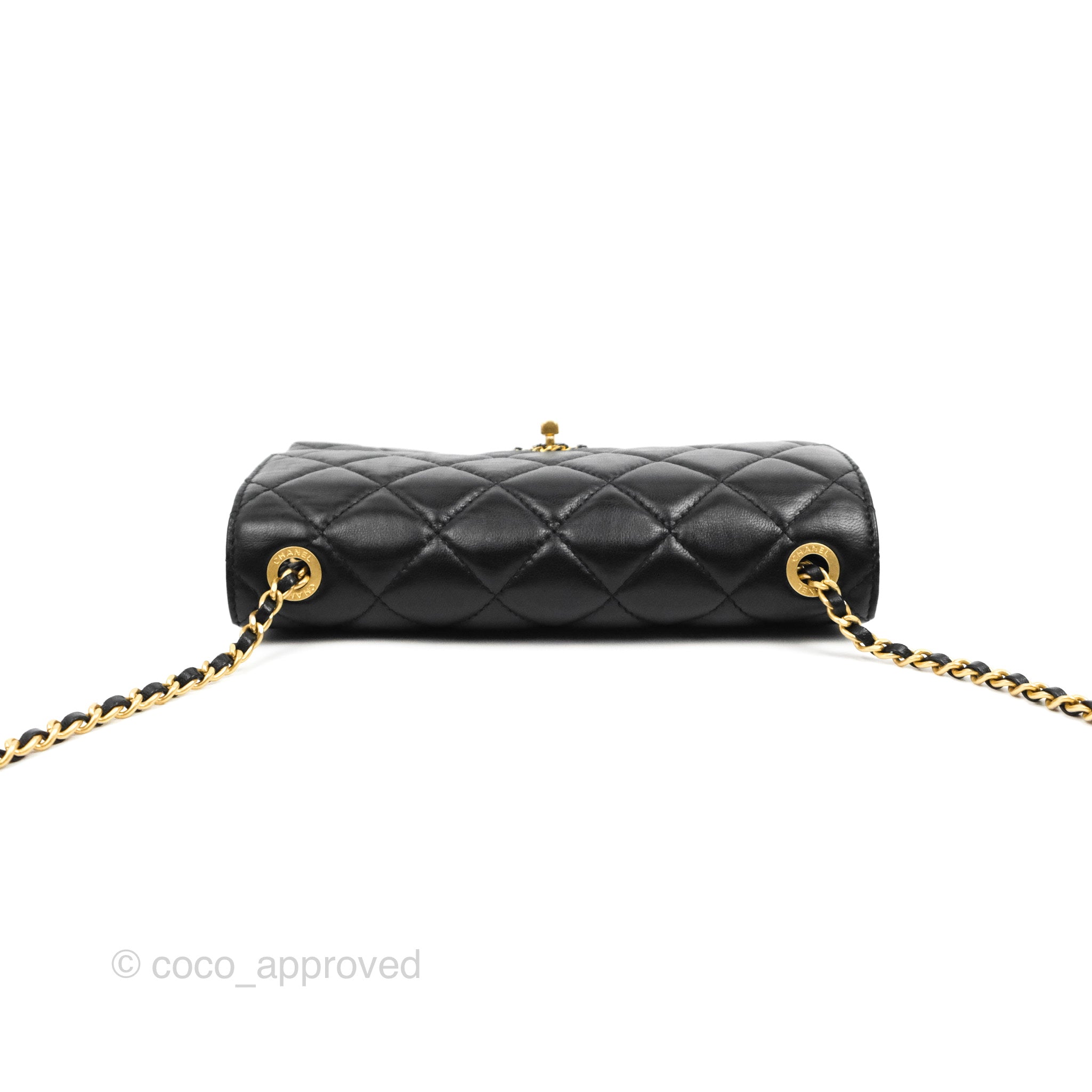 Chanel Flap Bag Black Lambskin Aged Gold Hardware – Coco Approved Studio