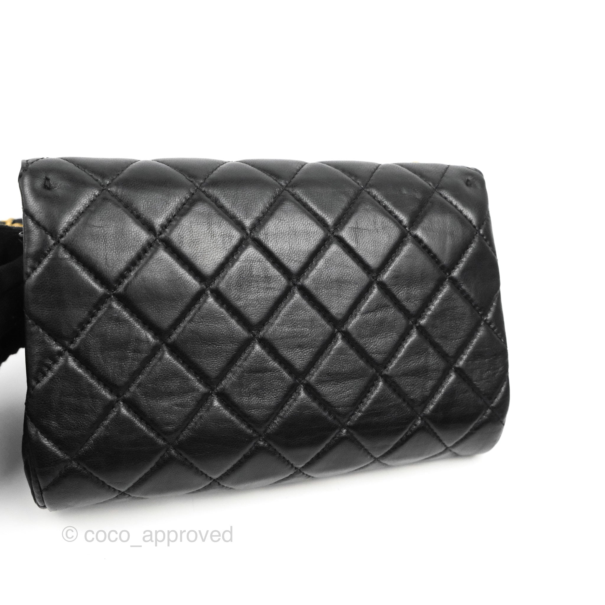 Chanel Logo Enchained Flap Bag Quilted Calfskin Medium Black 10322581