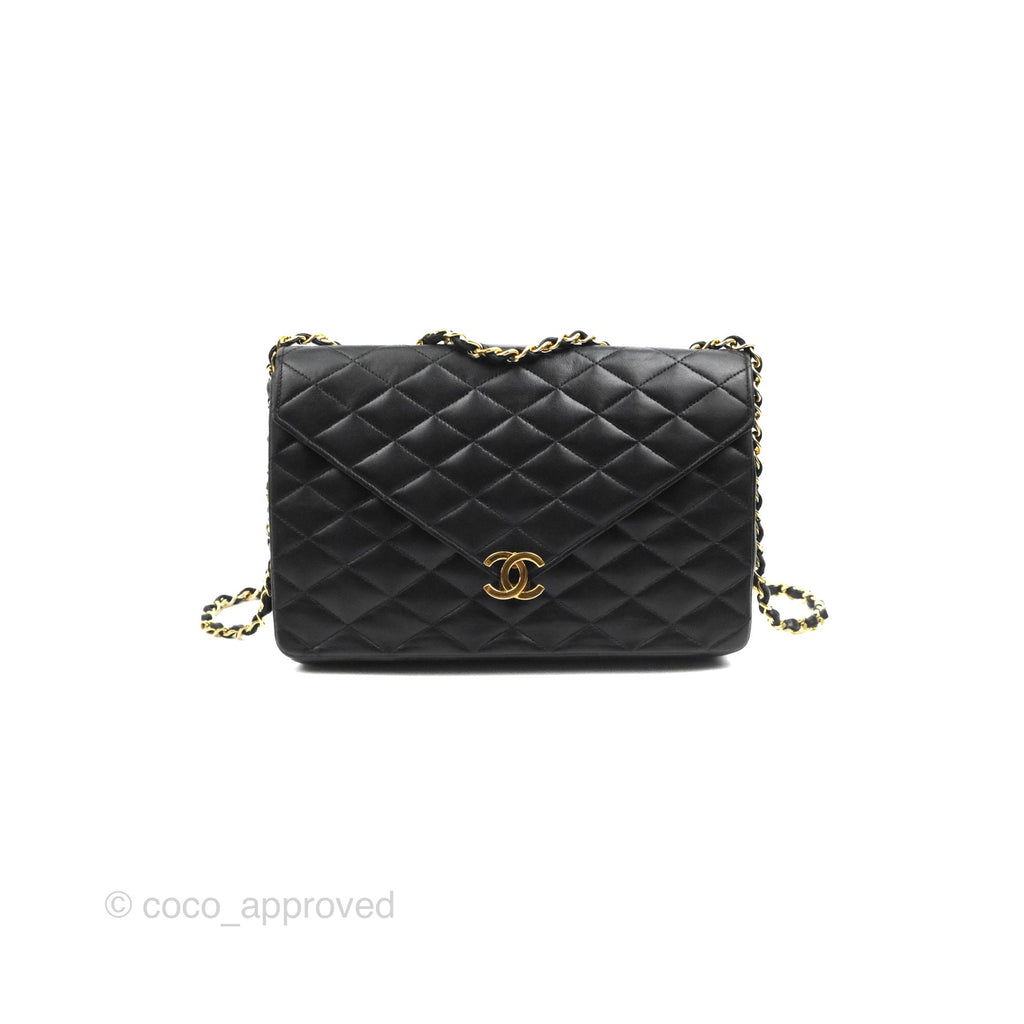 Chanel Vintage CC Clip-lock Flap Bag Black Lambskin 24K Gold Hardware