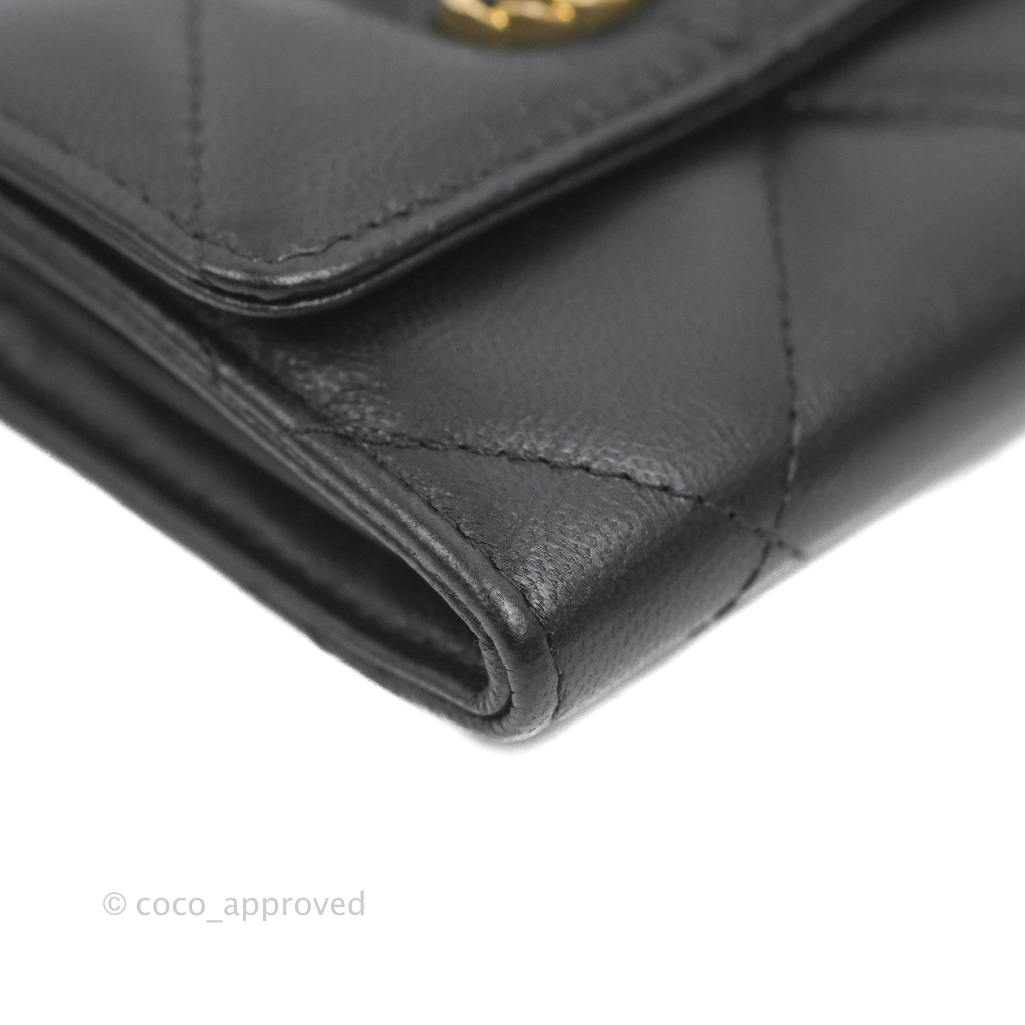 Chanel Lambskin Quilted Chanel 19 Flap Wallet Black