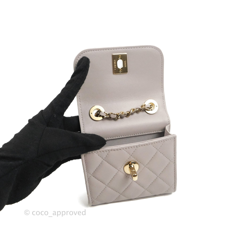 Chanel Mini Quilted Trendy CC Clutch With Chain Grey Lambskin Gold Hardware