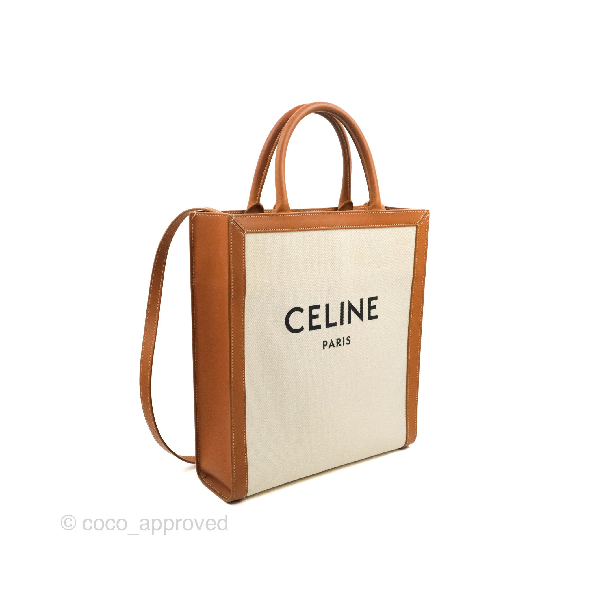 Celine Logo Bucket Bag in Natural
