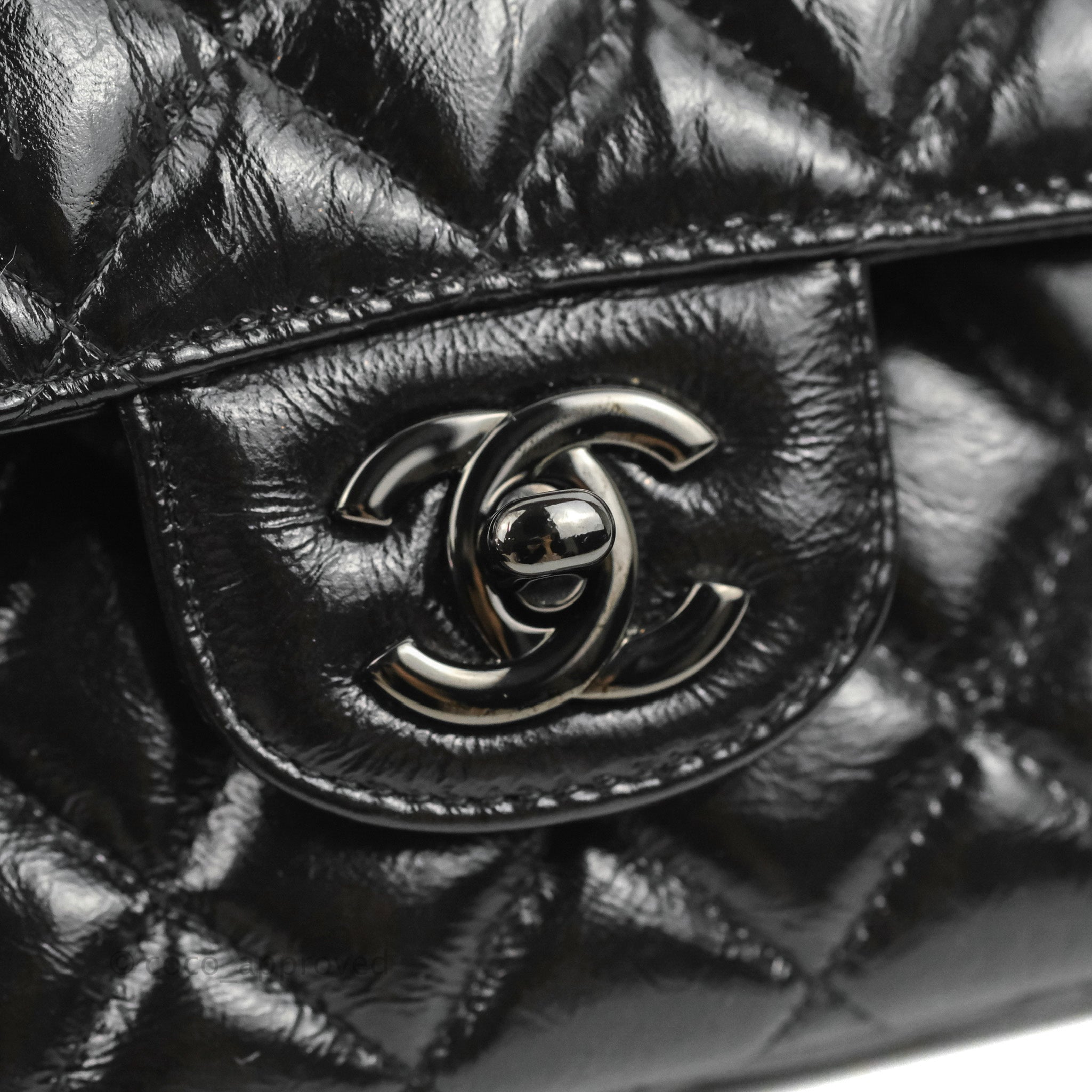 Chanel Mini Rectangular 17S So Black Crumpled Calfskin with shiny black  hardware