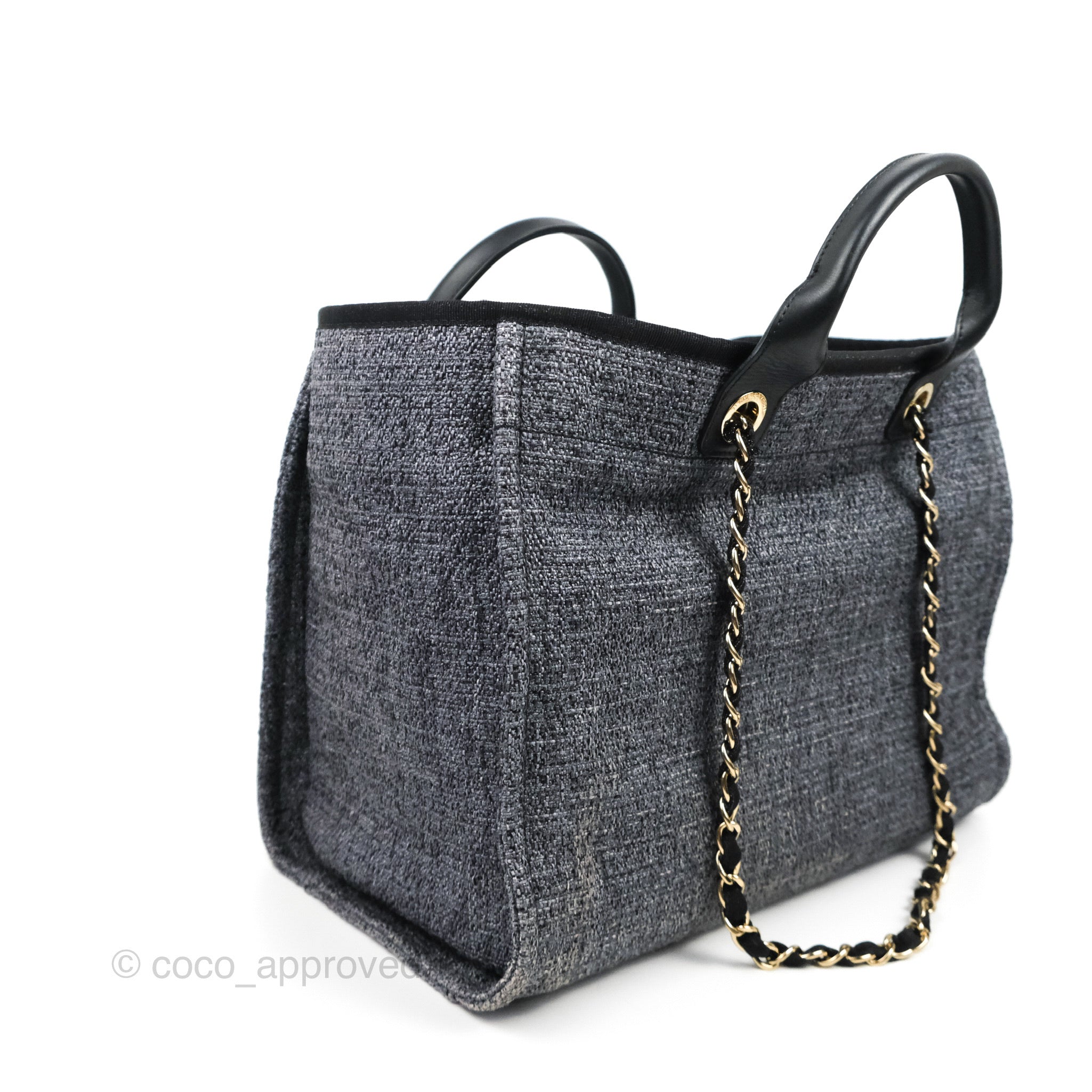 Chanel Large Deauville Charcoal Grey Canvas Gold Hardware – Coco Approved  Studio