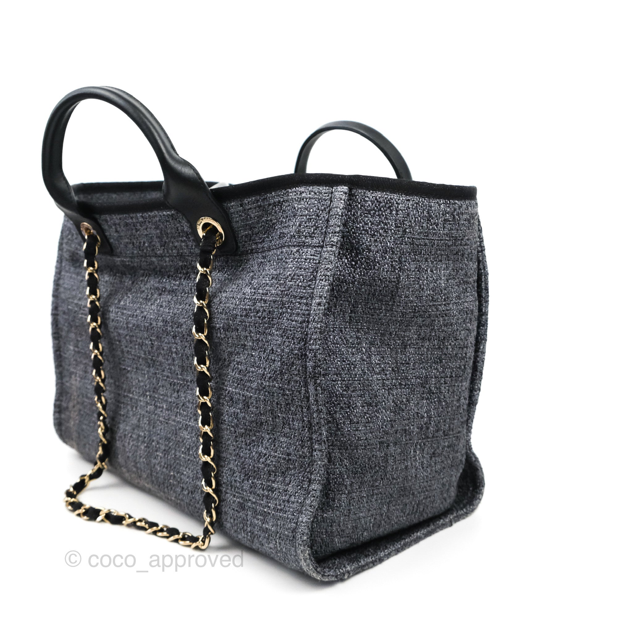 Chanel Large Charcoal Canvas With Sequins Deauville Tote