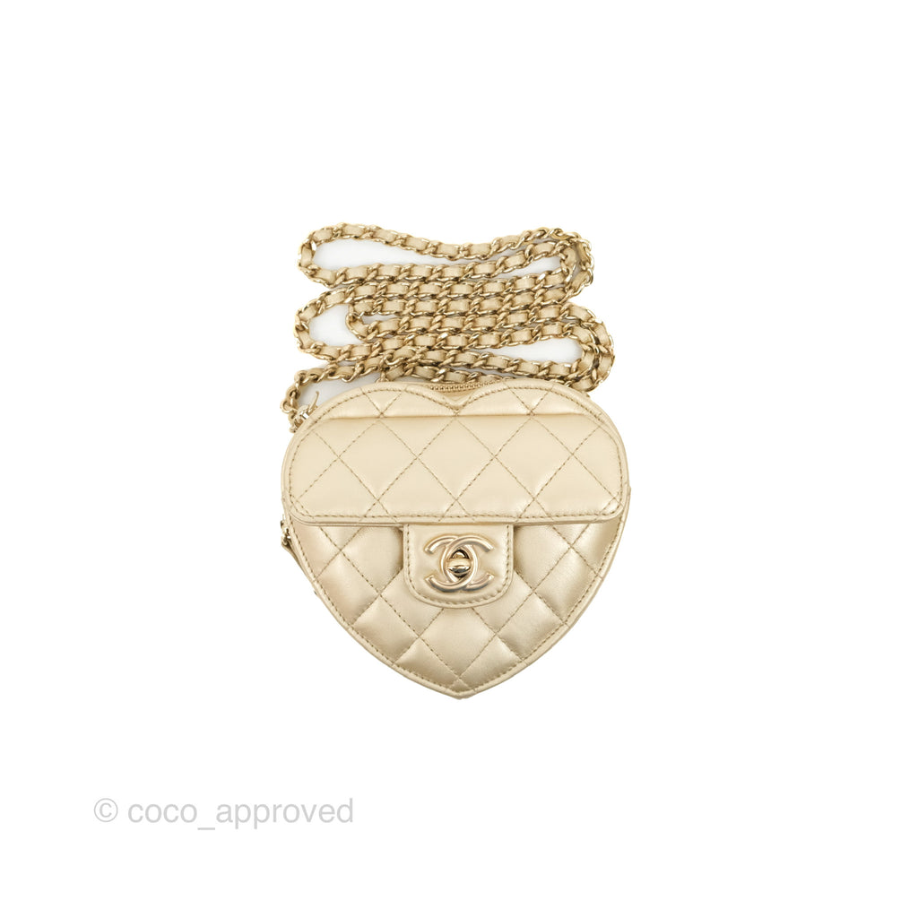 Chanel Small Heart Bag Gold Lambskin Gold Hardware 22S