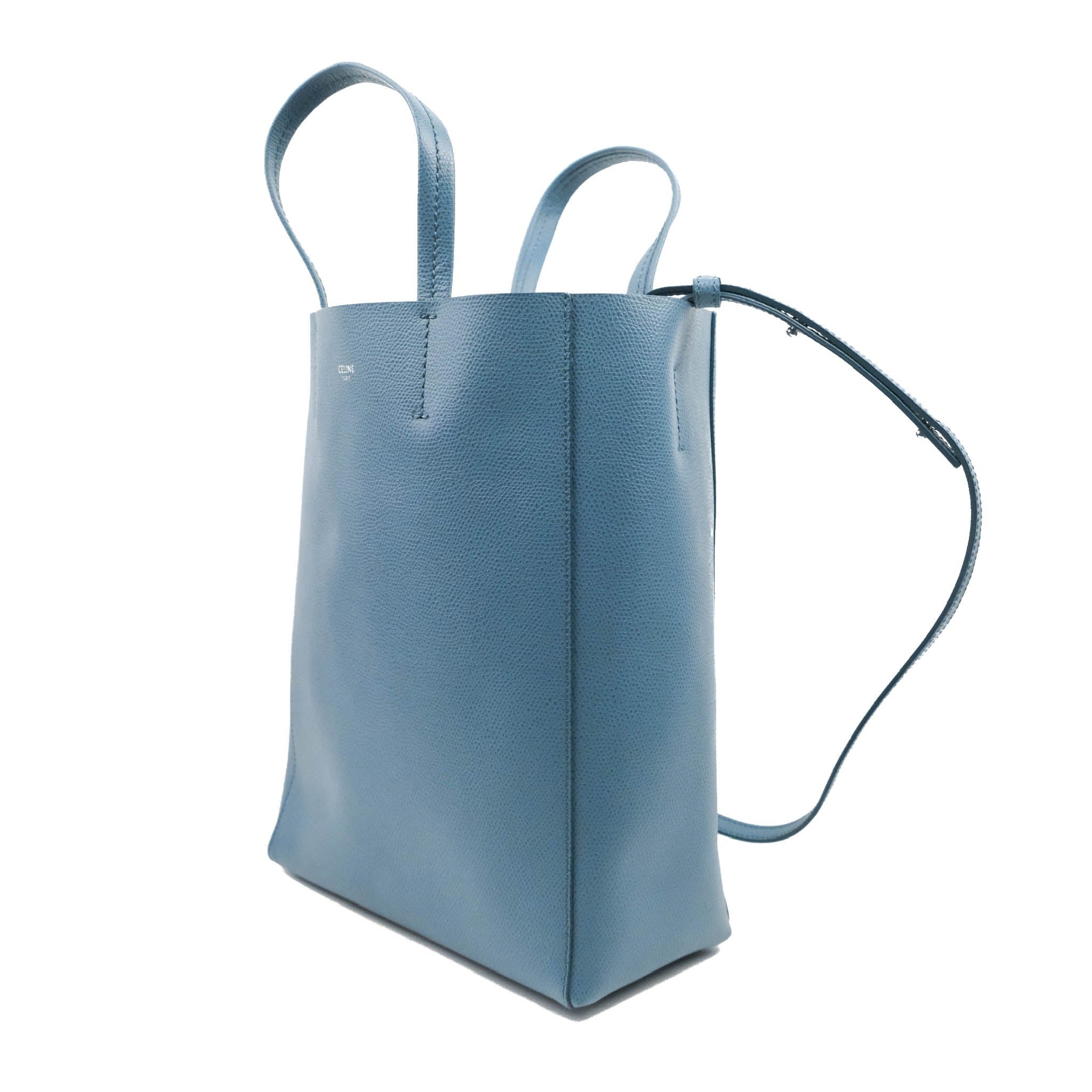 Celine Small Vertical Cabas Tote Grained Calfskin Blue Silver Hardware –  Coco Approved Studio