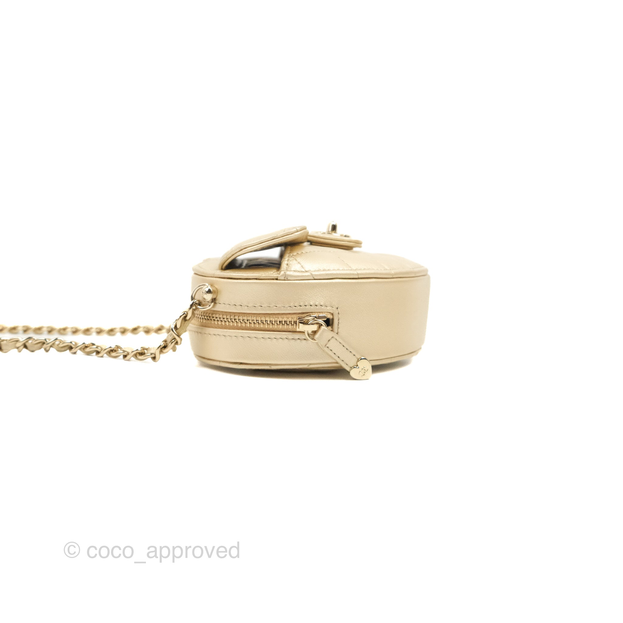Chanel Small Heart Bag Gold Lambskin Gold Hardware 22S – Coco