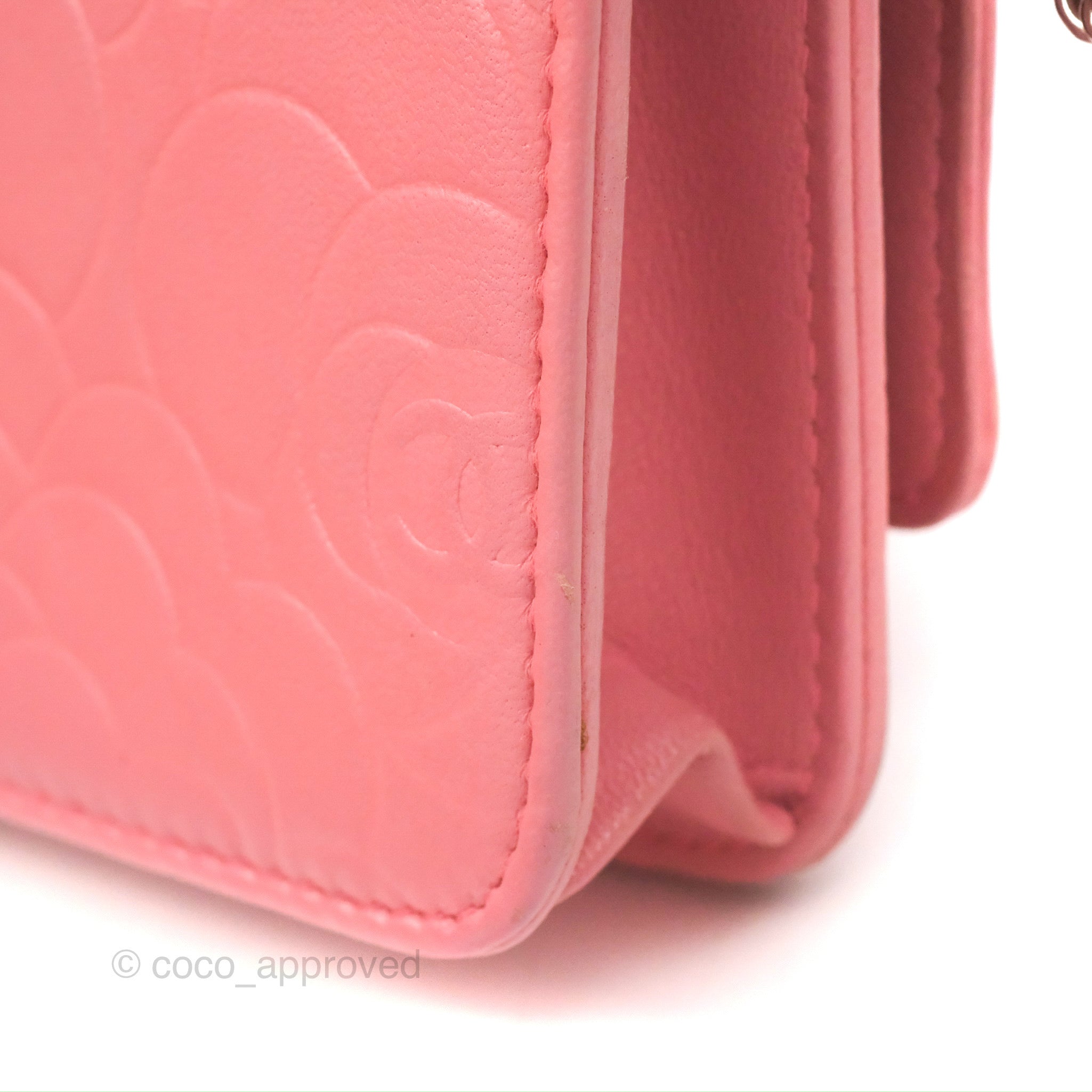 Chanel Wallet in Pink Camellia Embossed Lambskin – Coco Approved