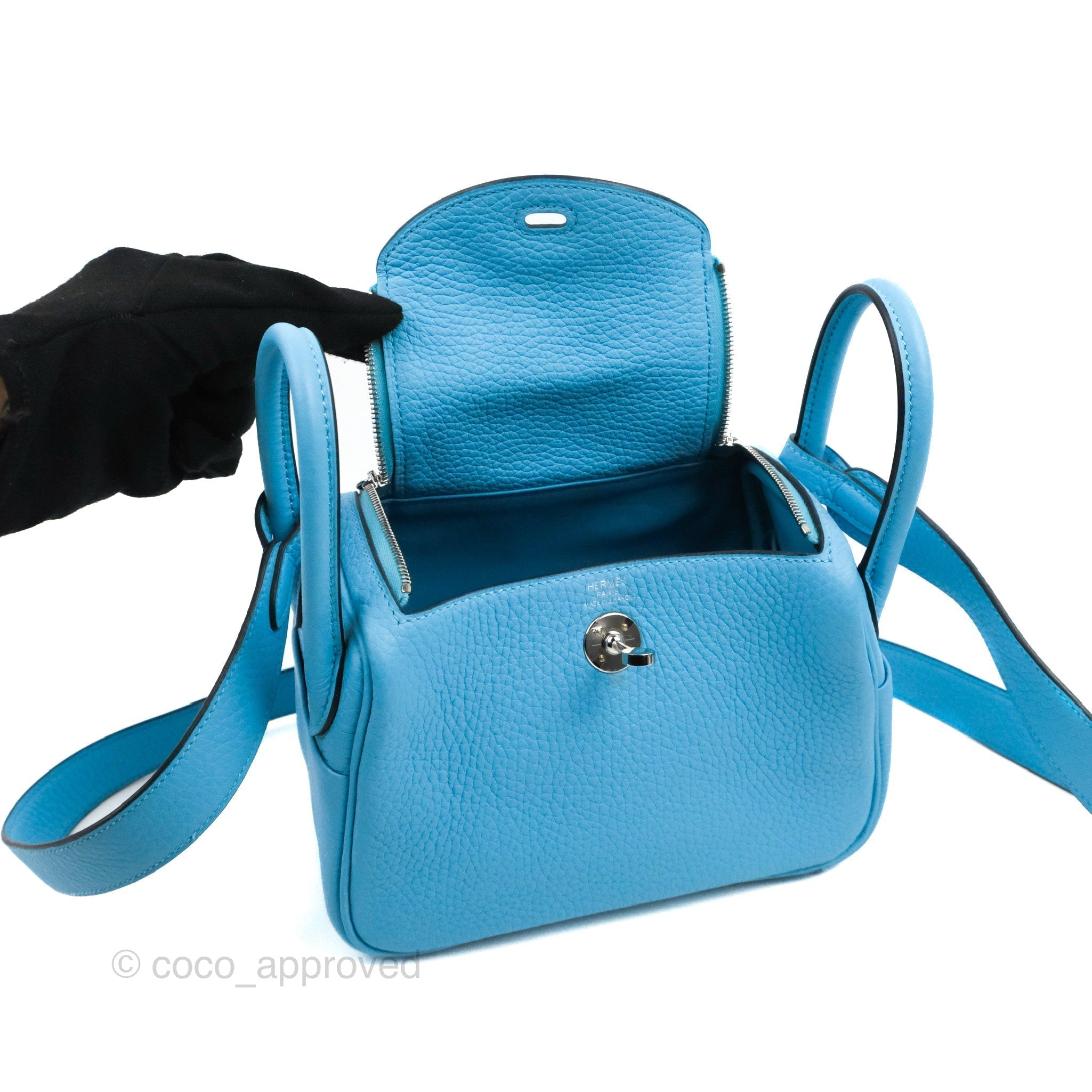 Hermès Mini Lindy 20 Bleu Orage Clemence Gold Hardware – Coco