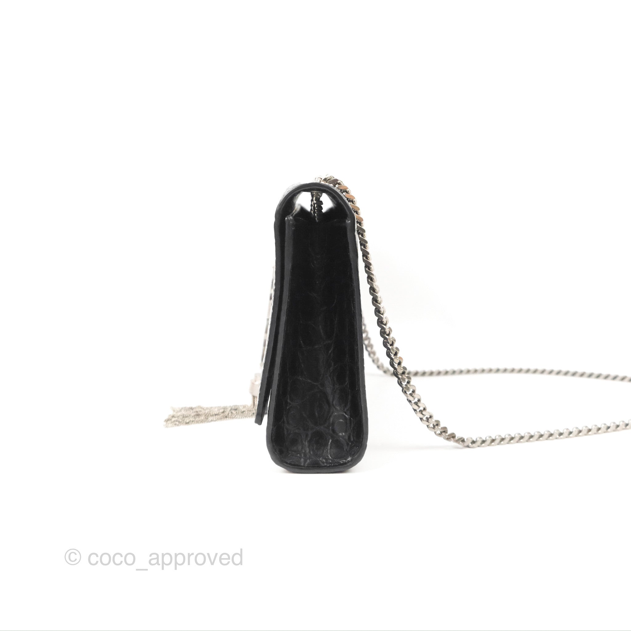Saint Laurent Medium Kate Tassel Chain Bag Black Crocodile Embossed Ca –  Coco Approved Studio