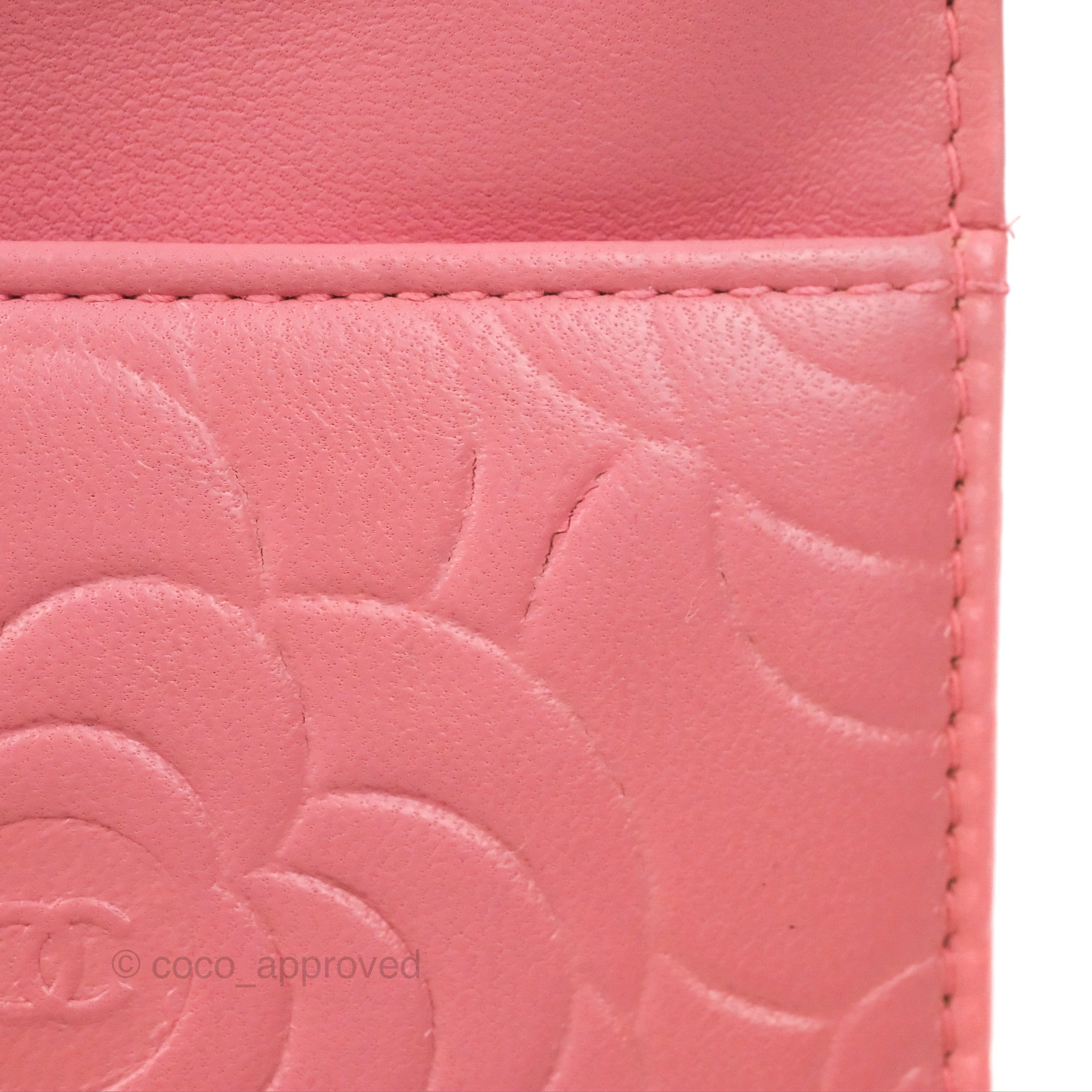 Chanel Pink Camellia Embossed Leather Zip Around Wallet Organizer  (Preloved) - Aftersix Lifestyle Inc.