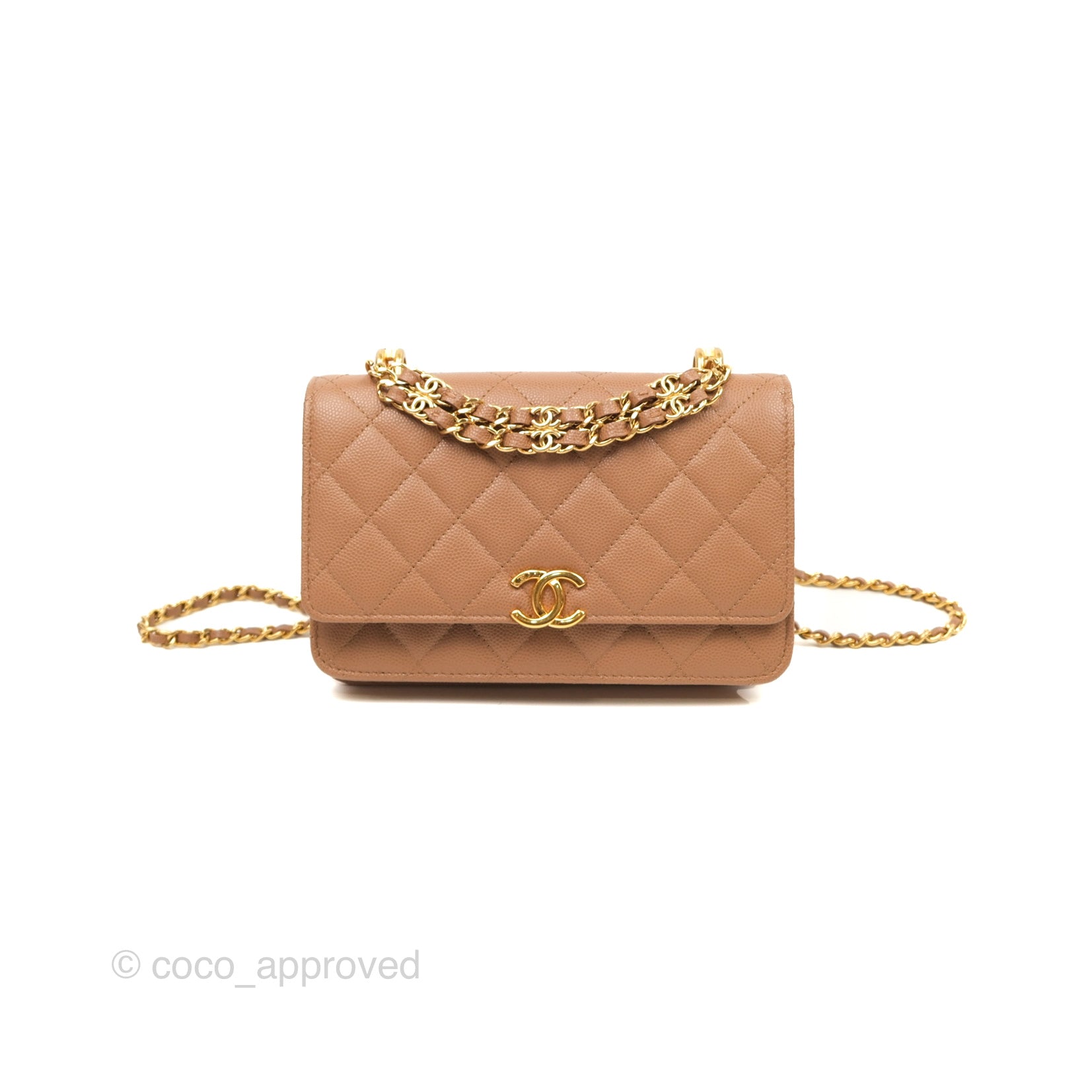 Chanel Coco First Wallet On Chain WOC Dark Beige Caviar 22K – Coco Approved  Studio