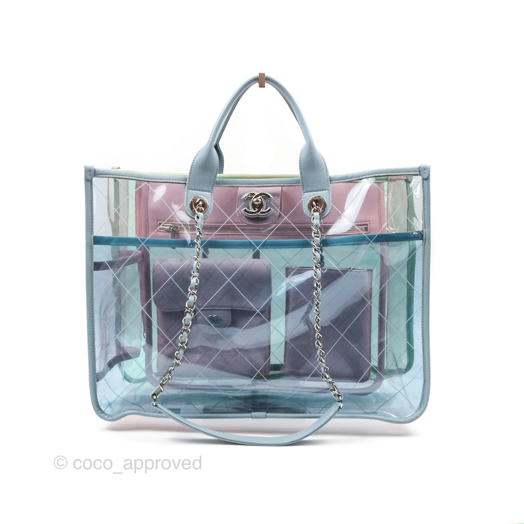 Chanel Coco Splash Blue/Green/Pink PVC Shopping Tote Bag