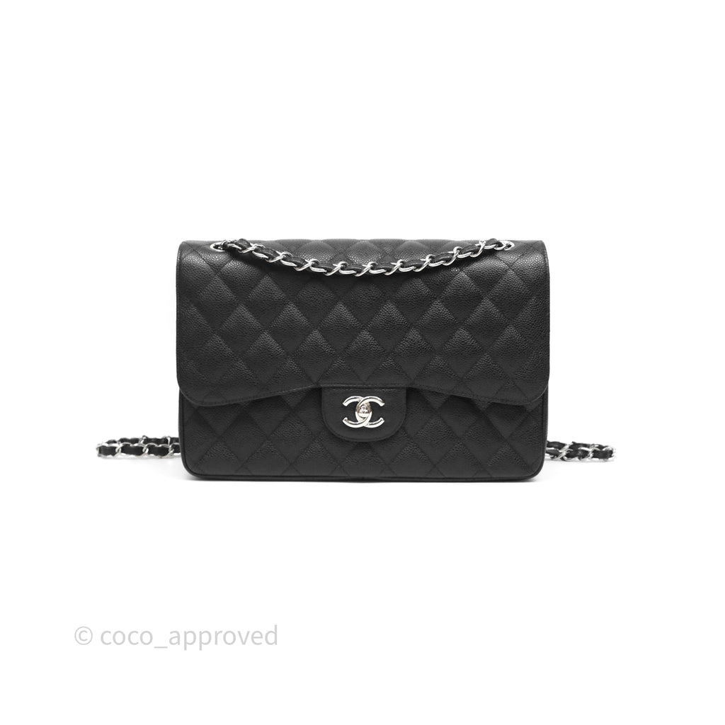 Chanel Jumbo Double Flap Black Caviar Silver Hardware⁣⁣