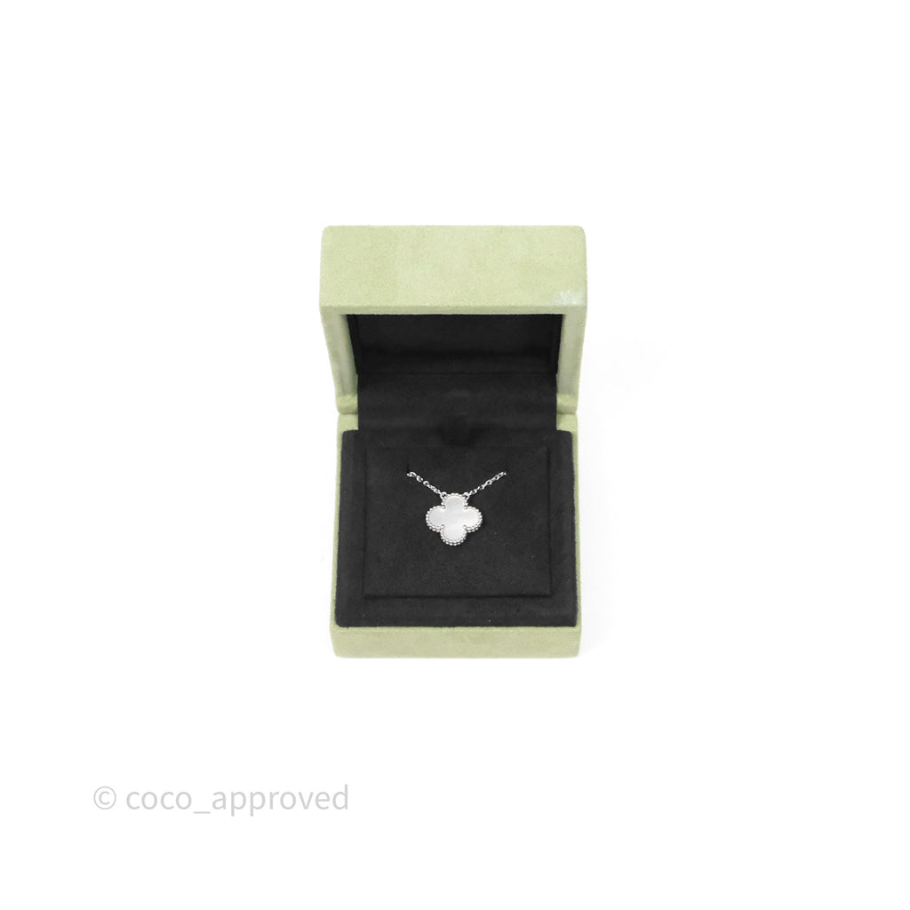 Van Cleef & Arpels Vintage Alhambra Pendant Necklace White Mother-of-pearl White Gold
