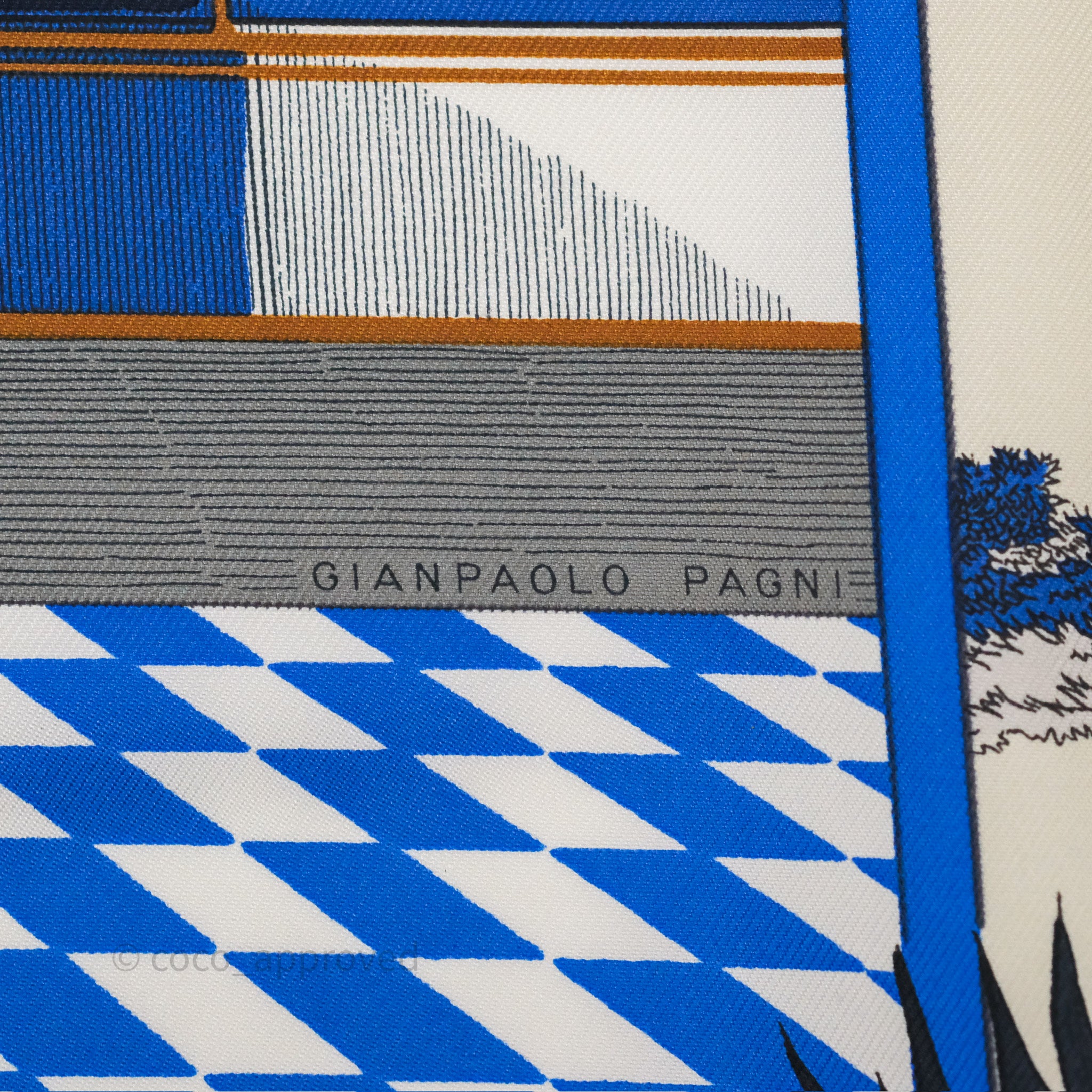 Hermes Grand Theatre Nouveau Silk Scarf 90 Blu Royal / Mordore