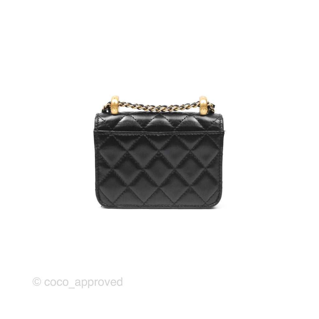 Chanel Perfect Fit Clutch with Chain Black Calfskin Aged Gold Hardware