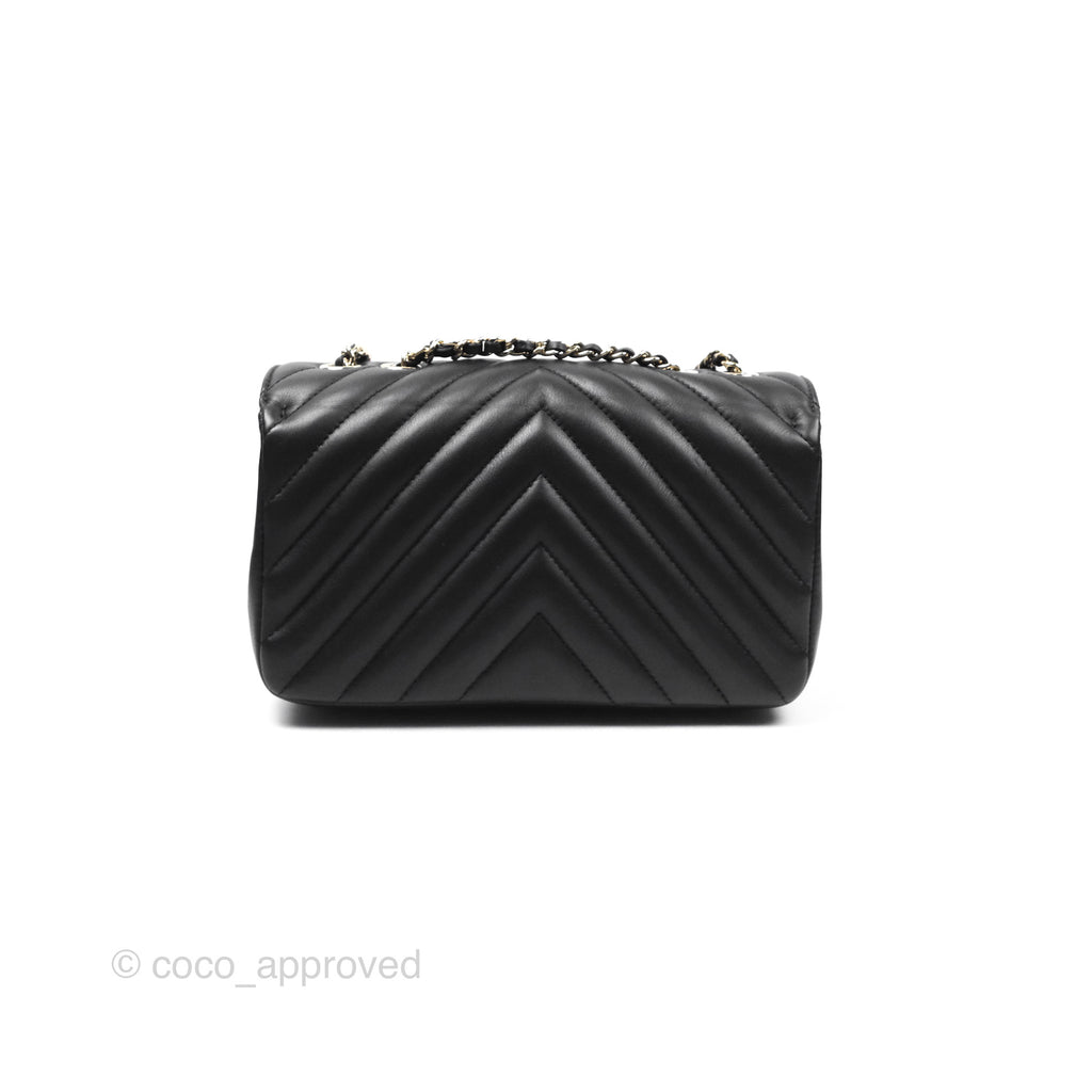 Chanel Small Statement Chevron Flap Bag Black Gold Hardware