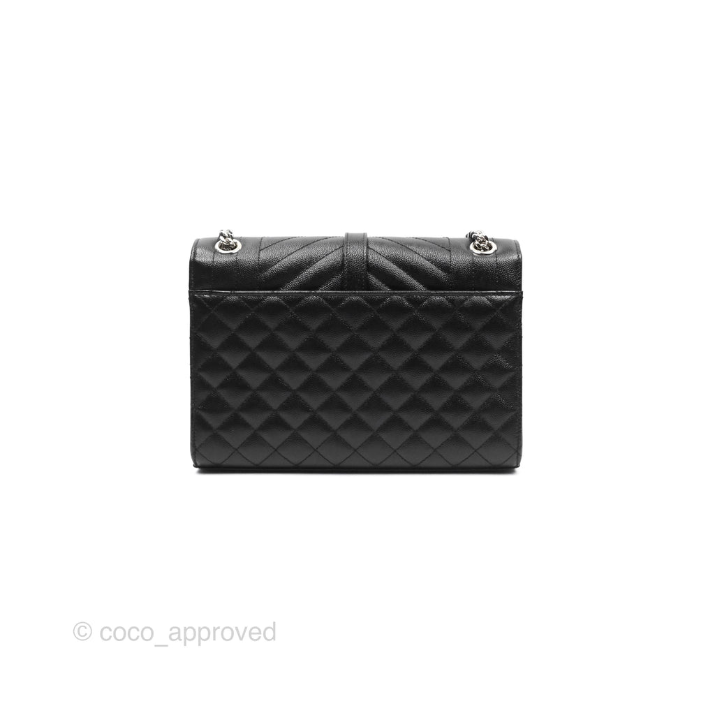 Saint Laurent Medium Envelope Black Caviar Silver Hardware