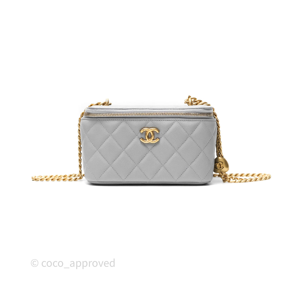 Chanel Vanity with Heart Adjustable Chain Grey Caviar Aged Gold Hardware