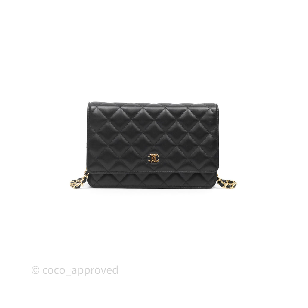 Chanel Quilted WOC Black Lambskin Gold Hardware