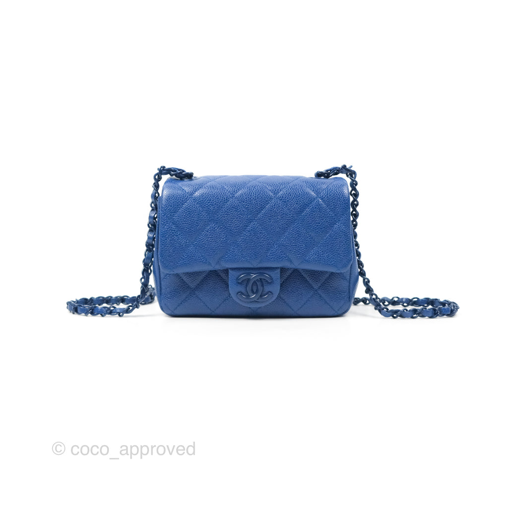 Chanel Quilted Mini Square Flap Bag Dark Blue Caviar Incognito