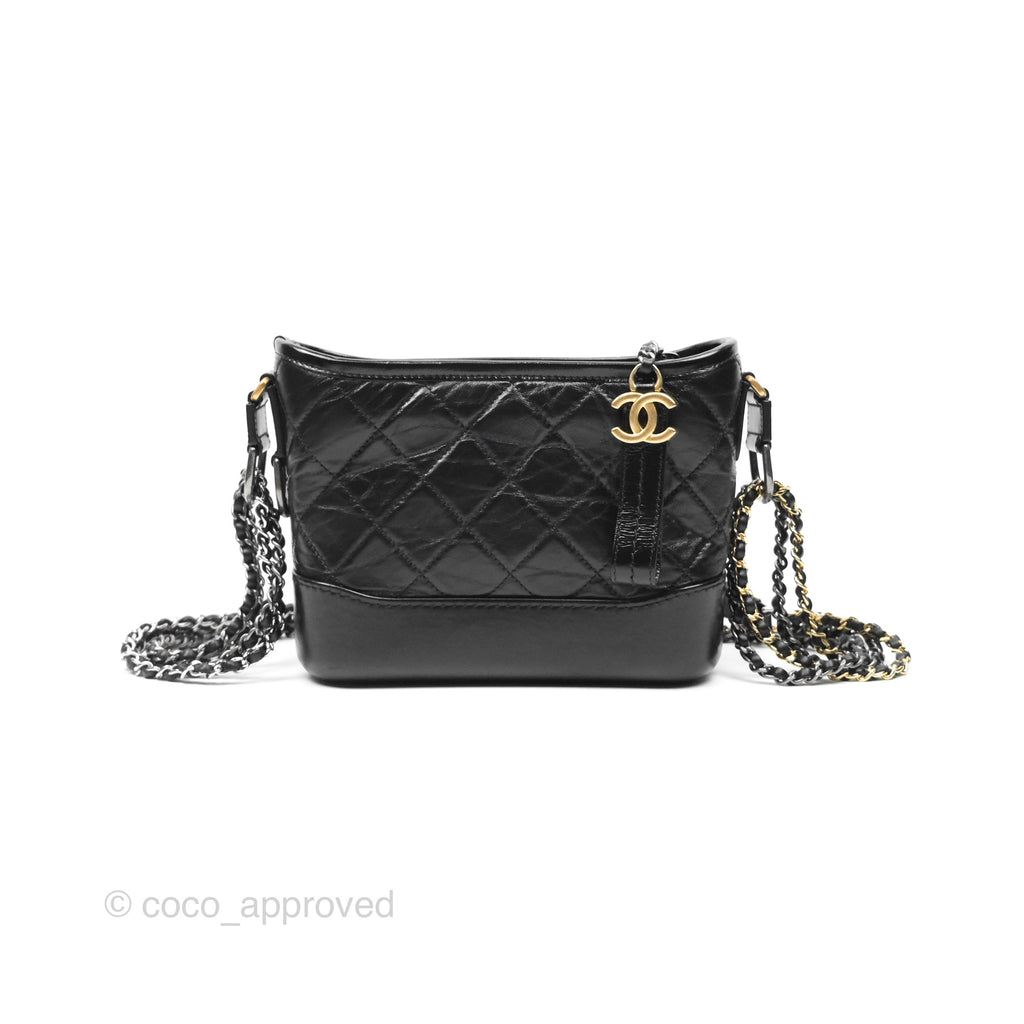 Chanel Small Gabrielle Hobo Quilted Black Aged Calfskin