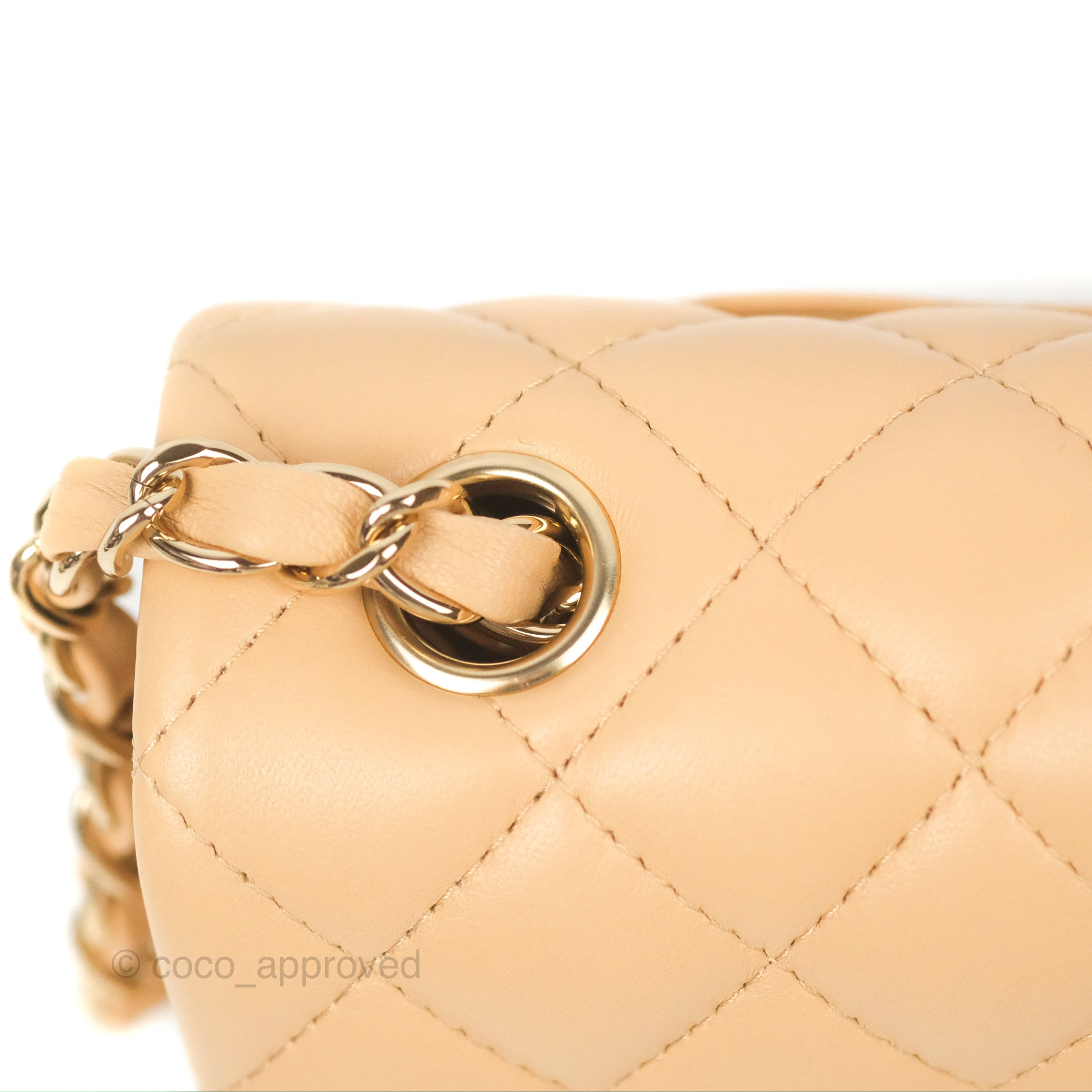Chanel Quilted Mini Rectangular Beige Lambskin Gold Hardware – Coco ...