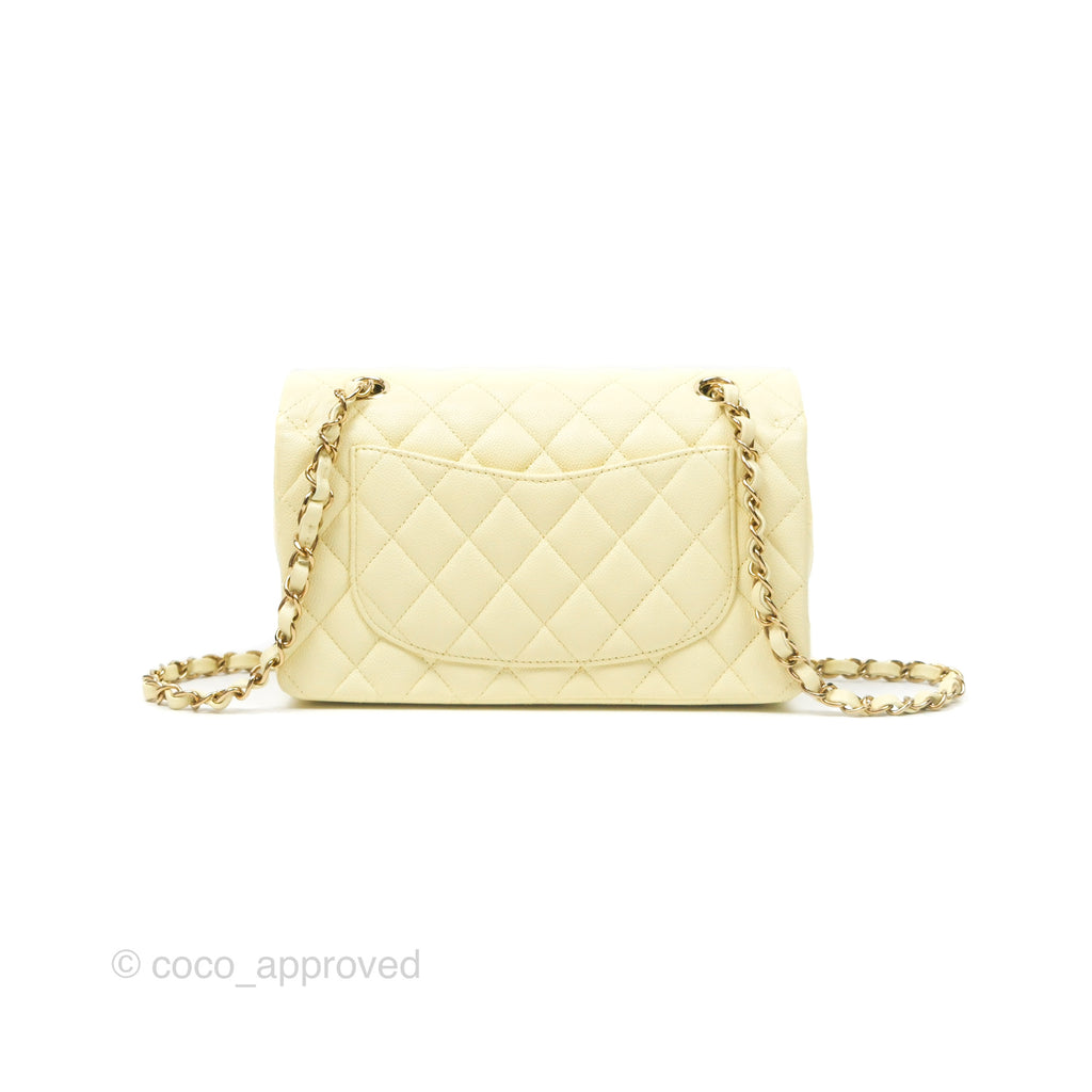 Chanel Small Classic Quilted Flap Yellow Caviar Gold Hardware