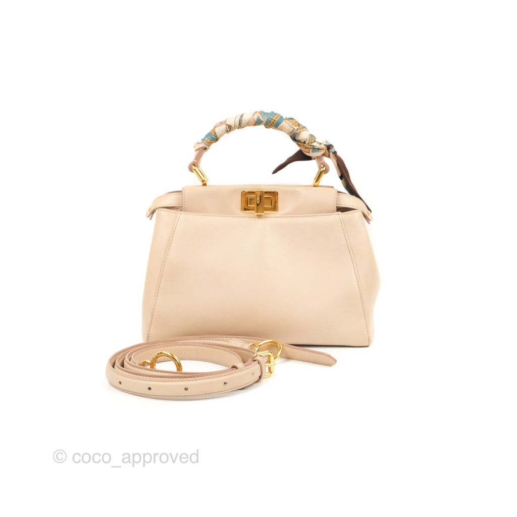 Fendi Mini Peekaboo Bag Poudre Lambskin Gold Hardware