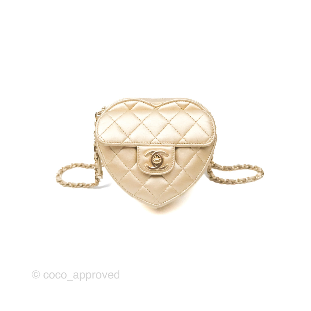 Chanel Small Heart Bag Gold Lambskin Gold Hardware 22S