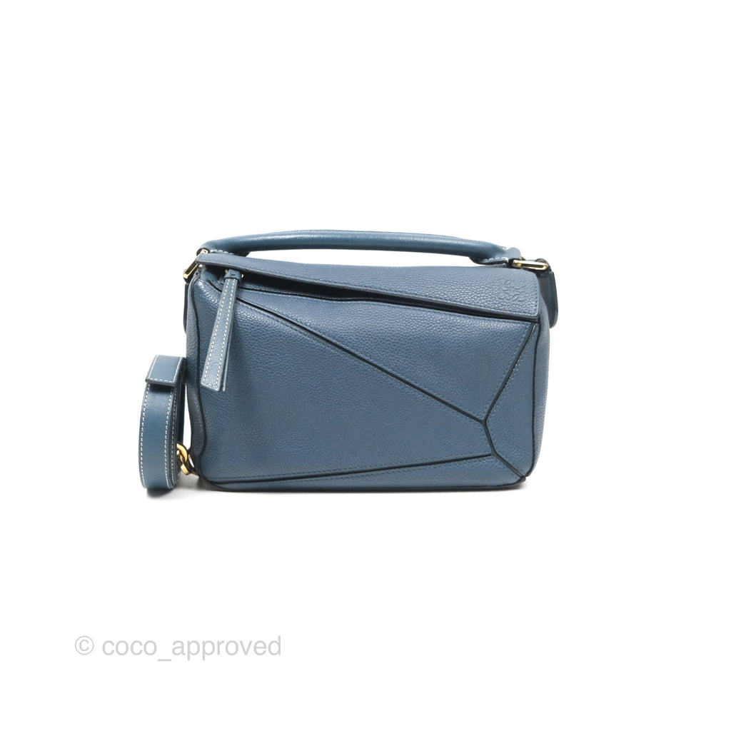 Loewe Small Puzzle Bag Navy Grained Calfskin